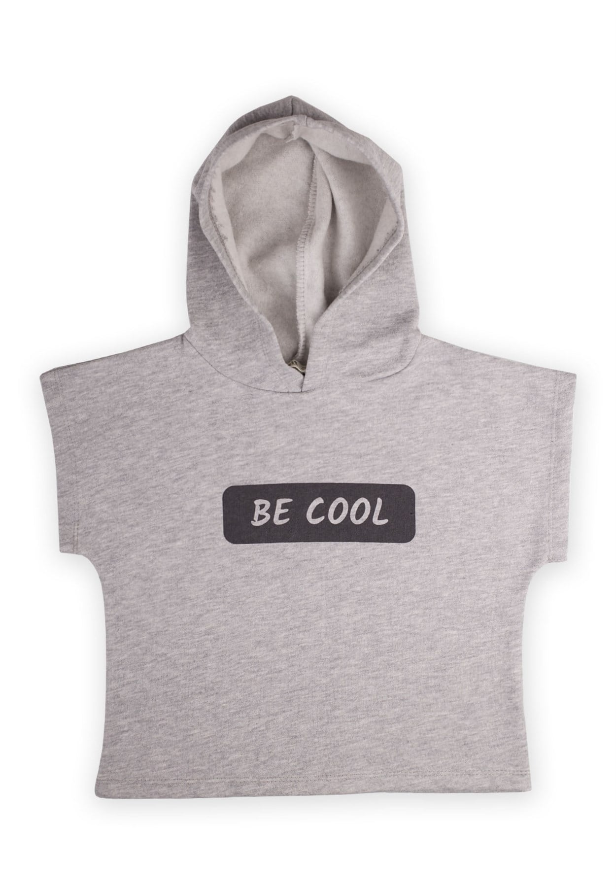 CigitBe Cool Baskılı Kısa Kol Kapşonlu Sweat 2-8 Yaş GRİ MELANJ