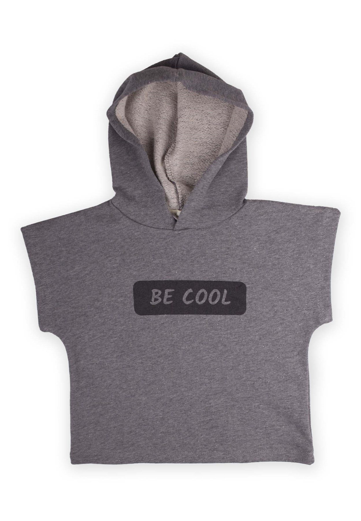 CigitBe Cool Baskılı Kısa Kol Kapşonlu Sweat 2-8 Yaş K GRİ MELANJ