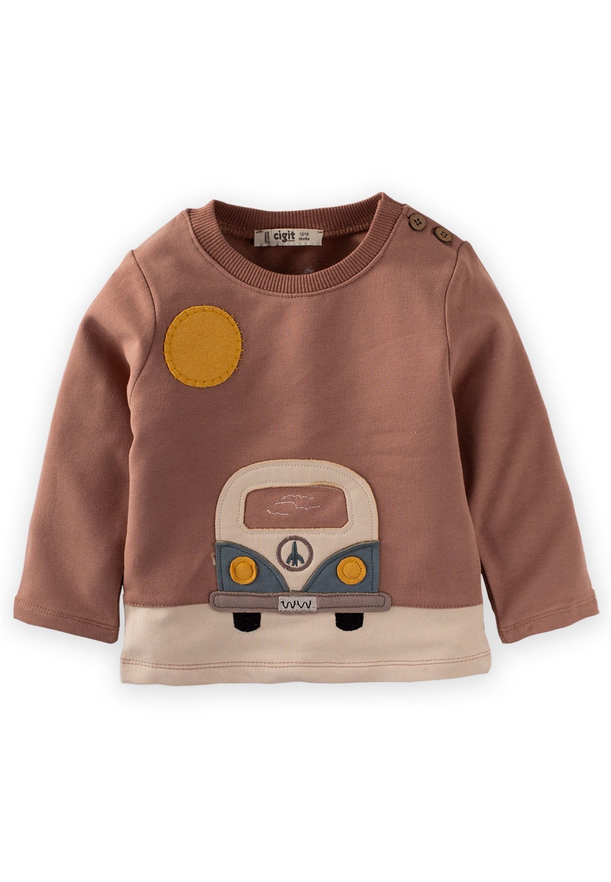 CigitKaravan Aplikeli Sweat 1-5 Yaş A.KAHVE