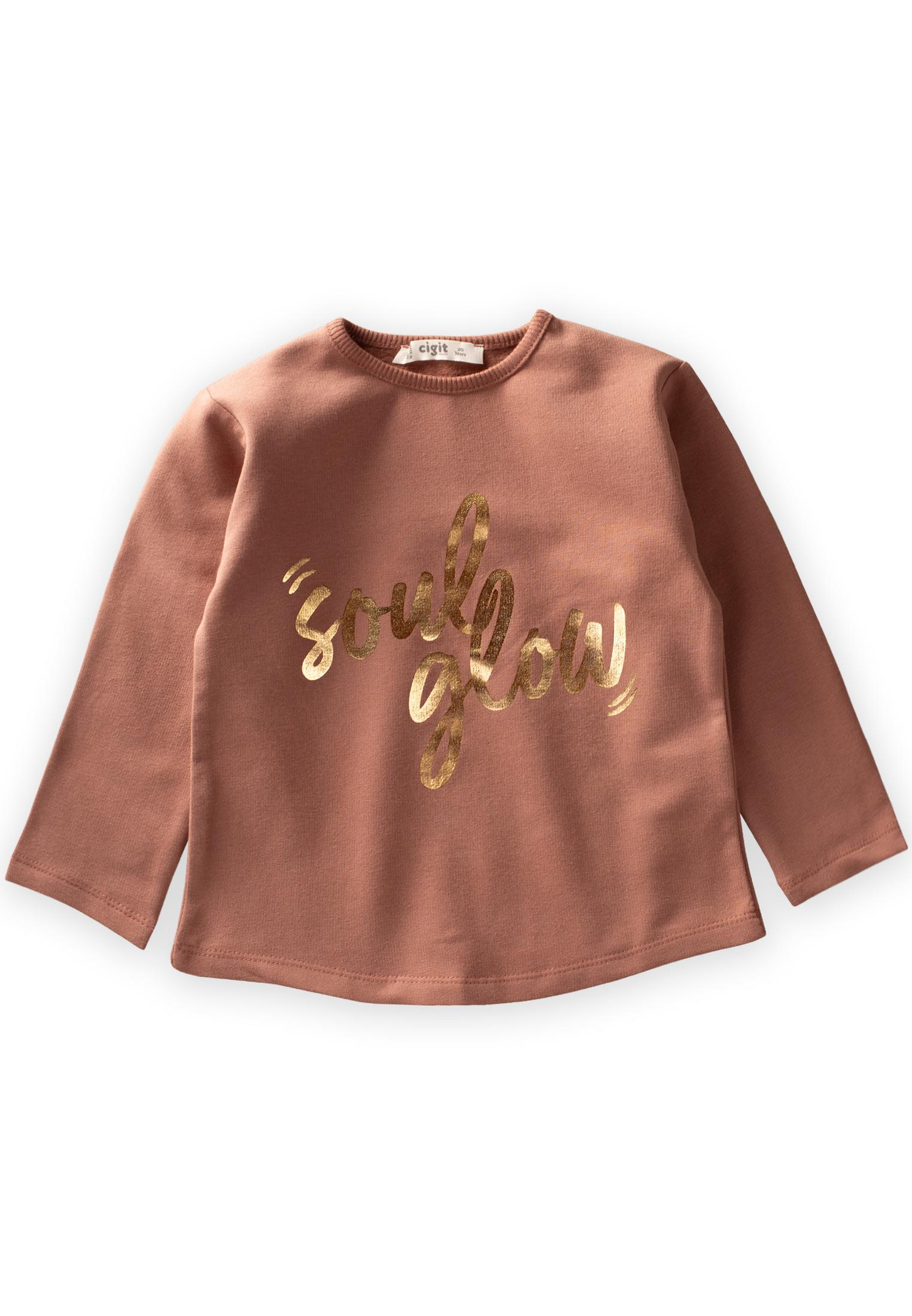 CigitSoul Glow Varak Baskılı Sweatshırt 2-10 Yaş A.KAHVE