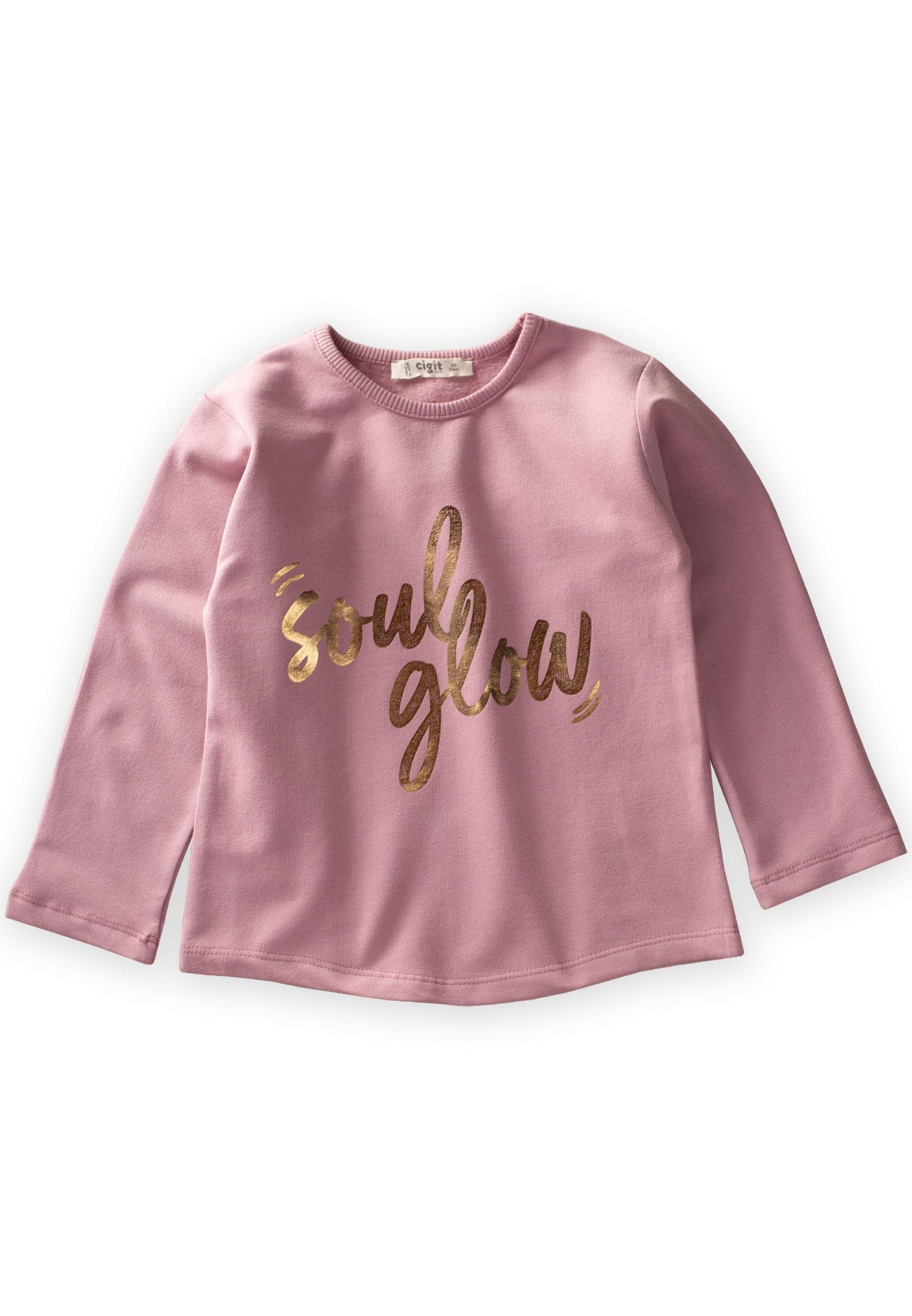 CigitSoul Glow Varak Baskılı Sweatshırt 2-10 Yaş LEYLAK