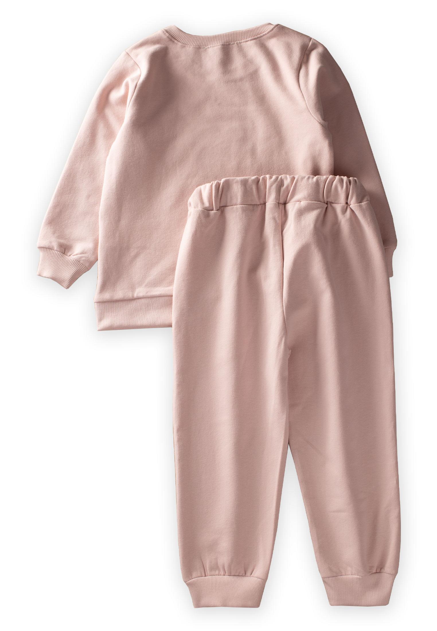 CigitArı Aplikeli Sweatshırt Takım 0-4 Yaş PUDRA PEMBE