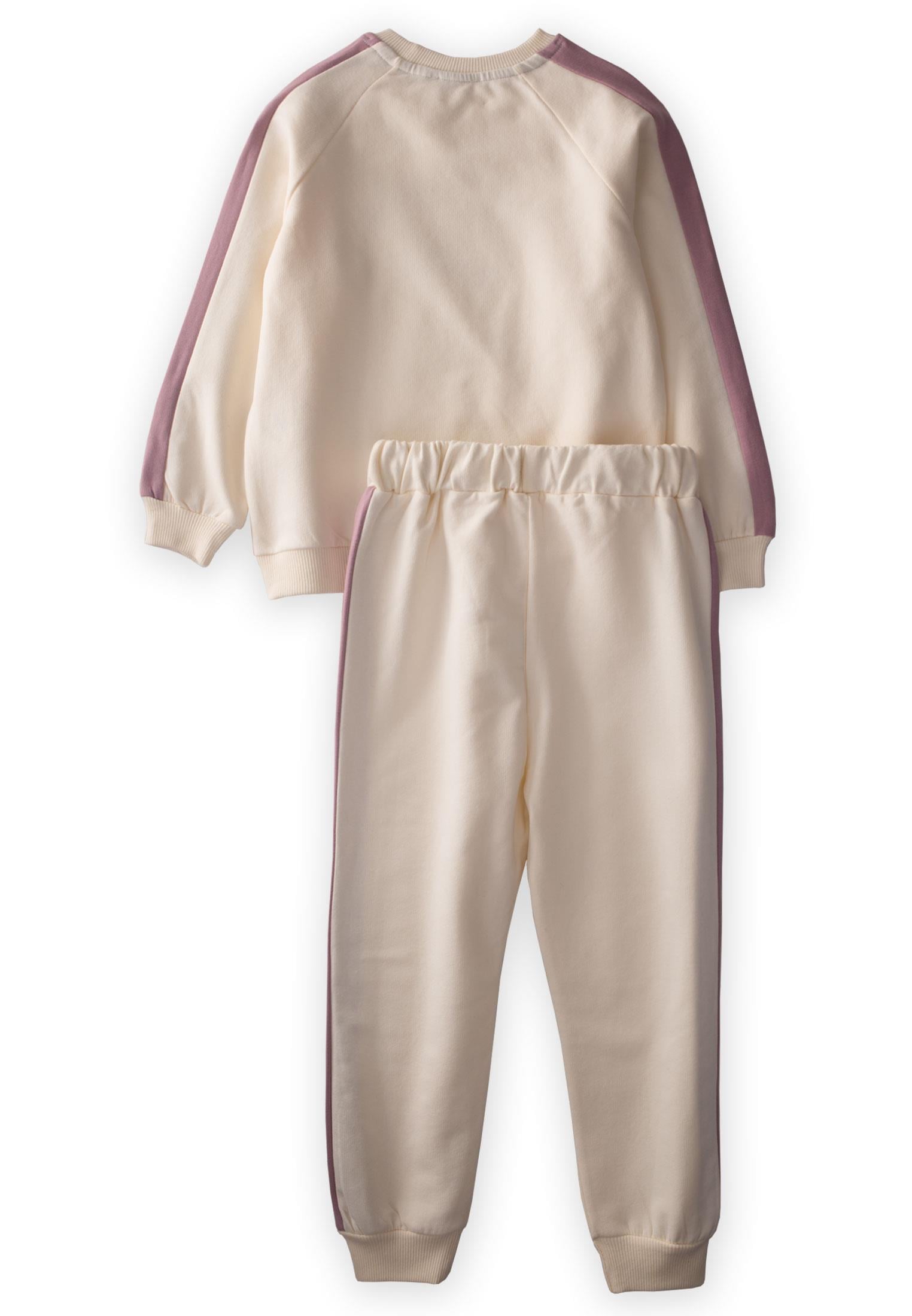 CigitŞerit Detaylı Baskılı Sweatshırt Takım 3-10 Yaş EKRU