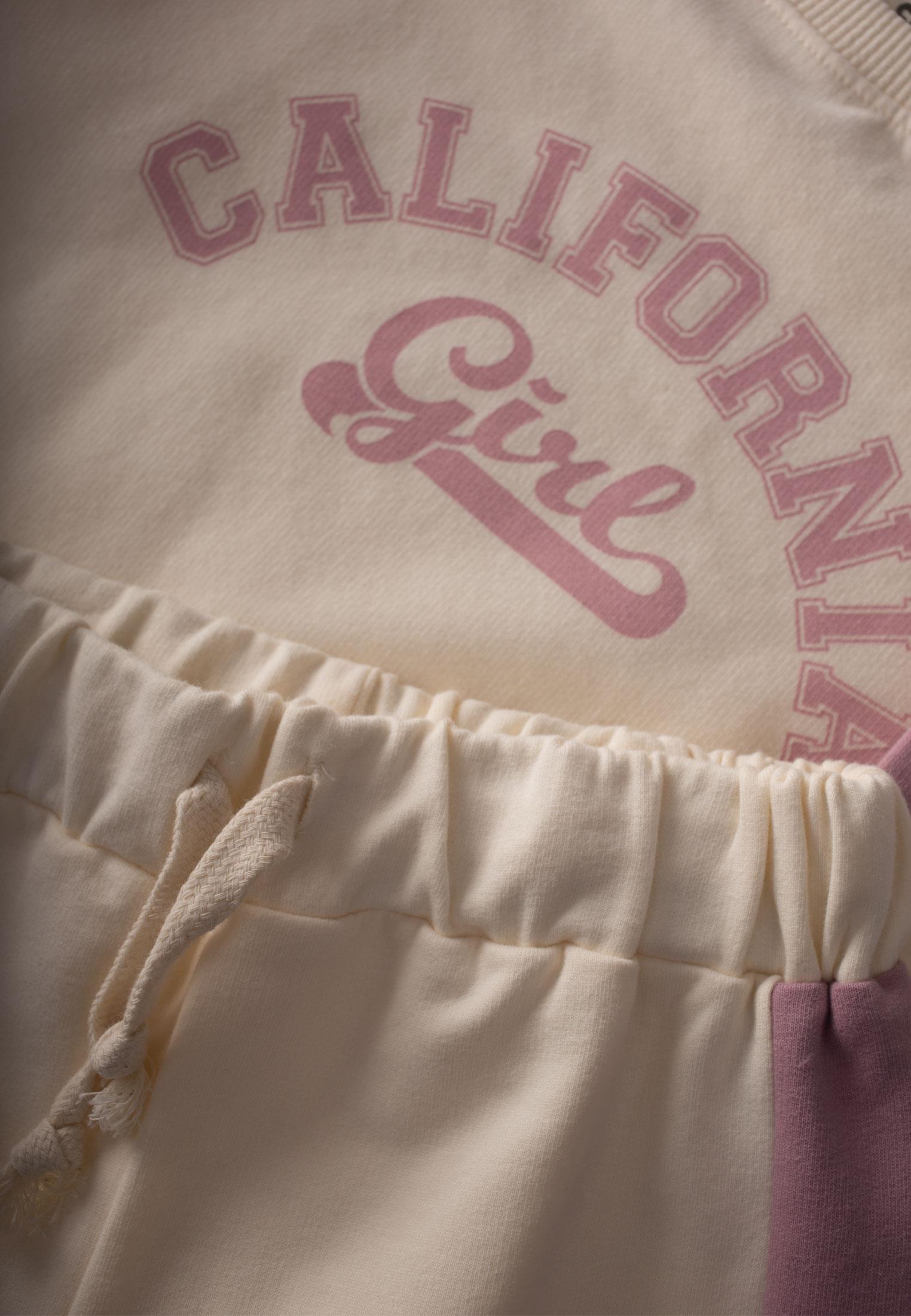 CigitŞerit Detaylı Baskılı Sweatshırt Takım 3-10 Yaş EKRU