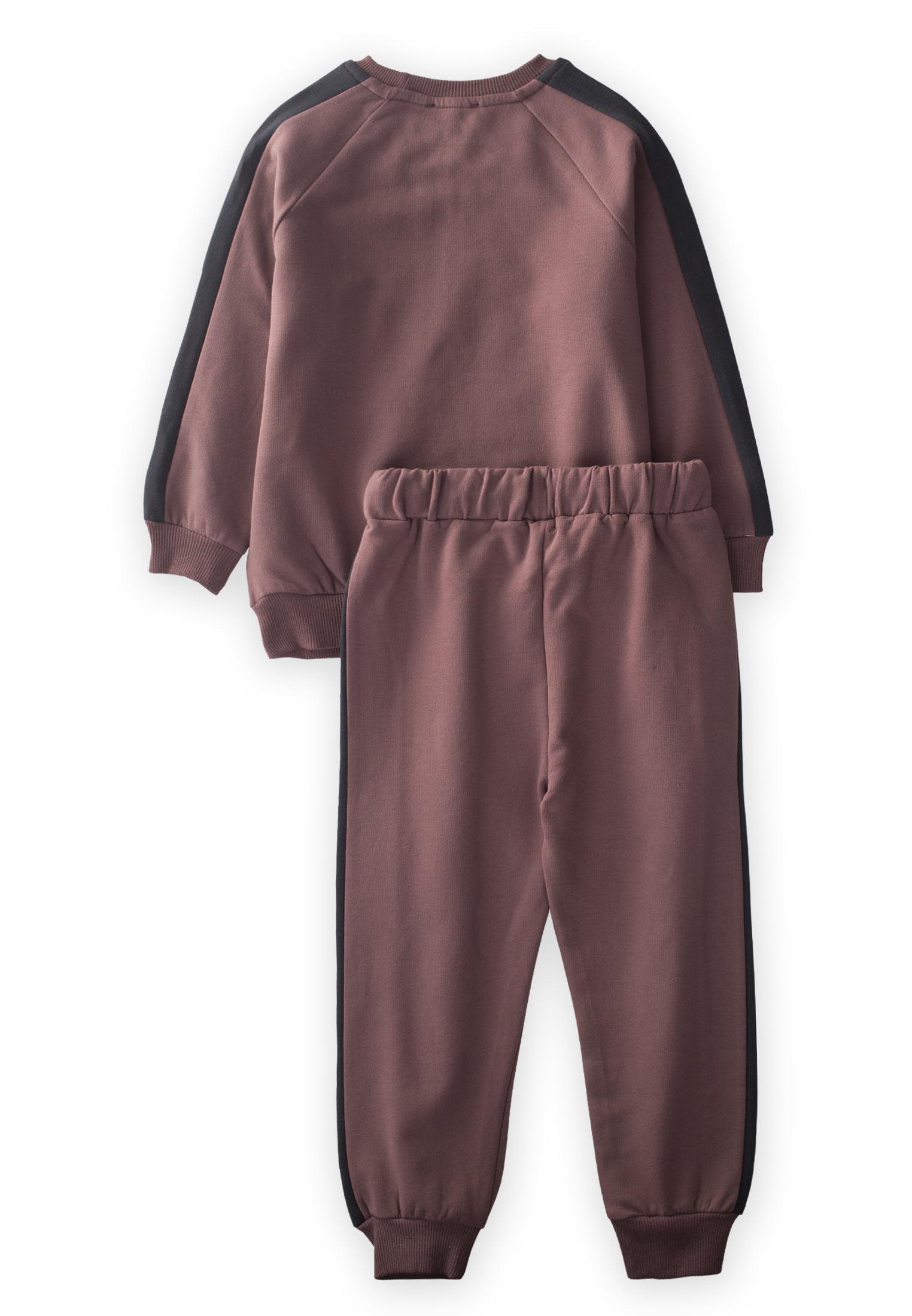 CigitŞerit Detaylı Baskılı Sweatshırt Takım 3-10 Yaş MÜRDÜM