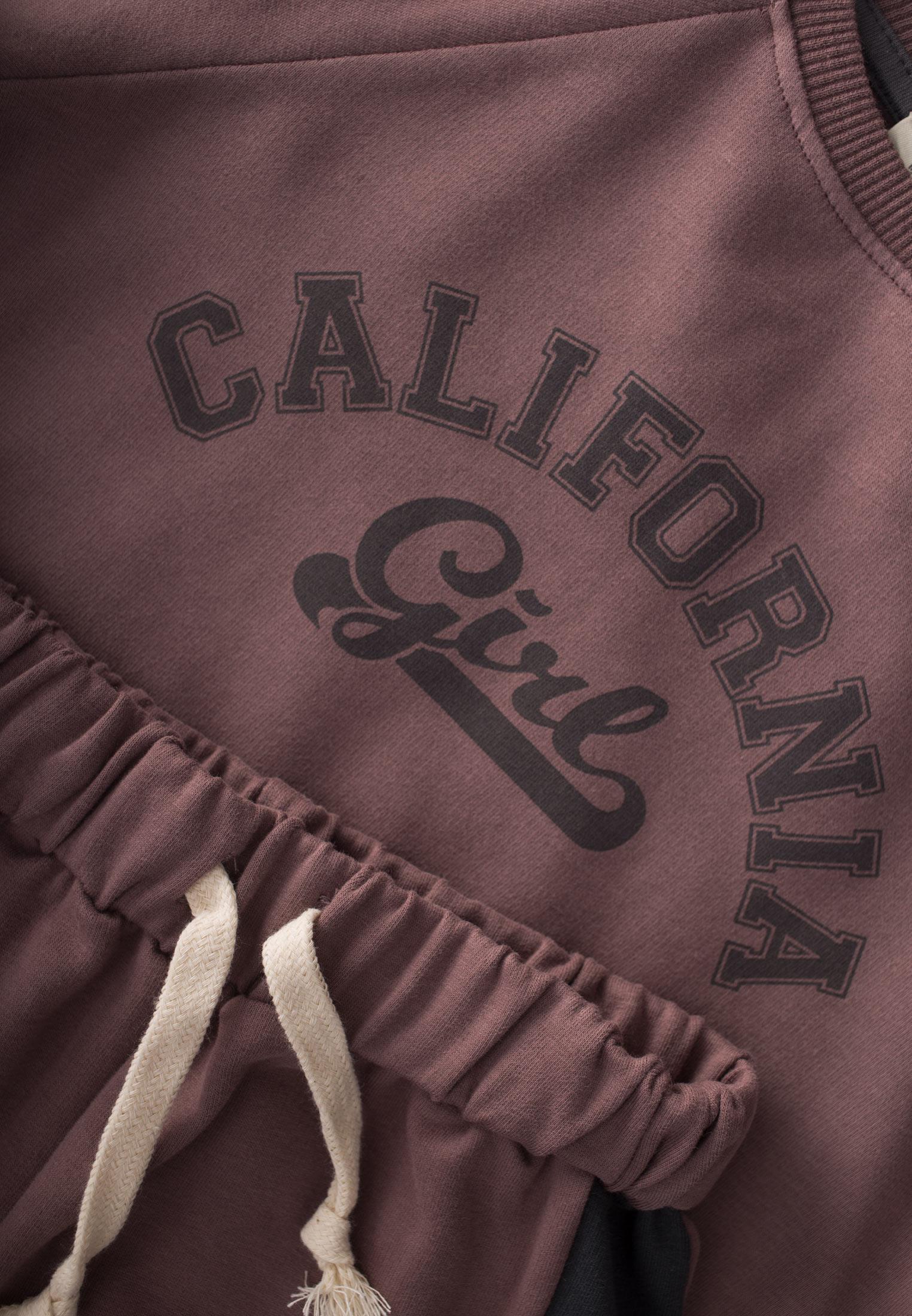 CigitŞerit Detaylı Baskılı Sweatshırt Takım 3-10 Yaş MÜRDÜM