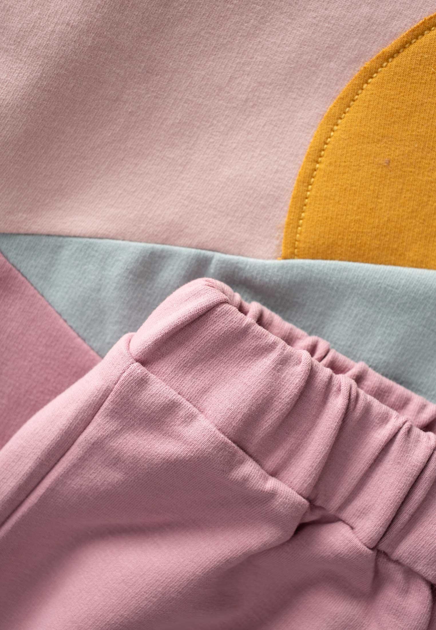 CigitAplikei Colour Block Sweatshırt Takım 1-7 Yaş PUDRA PEMBE
