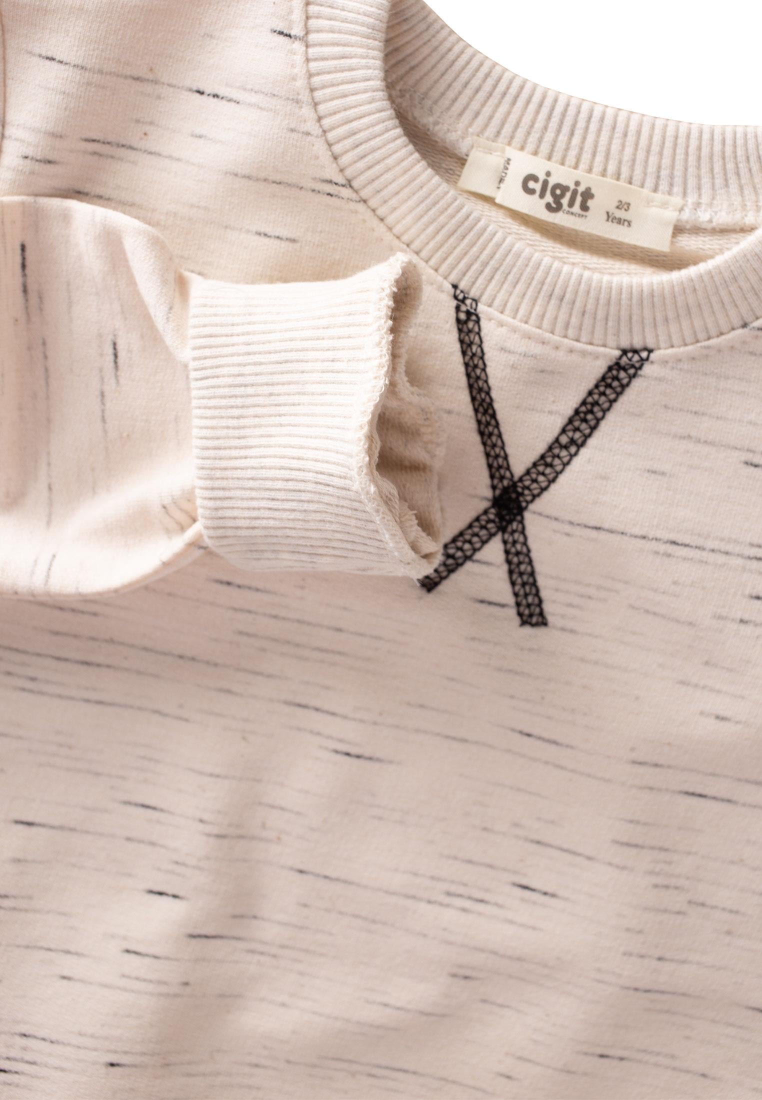 CigitKaryokalı Sweatshırt 2-8 Yaş KREM