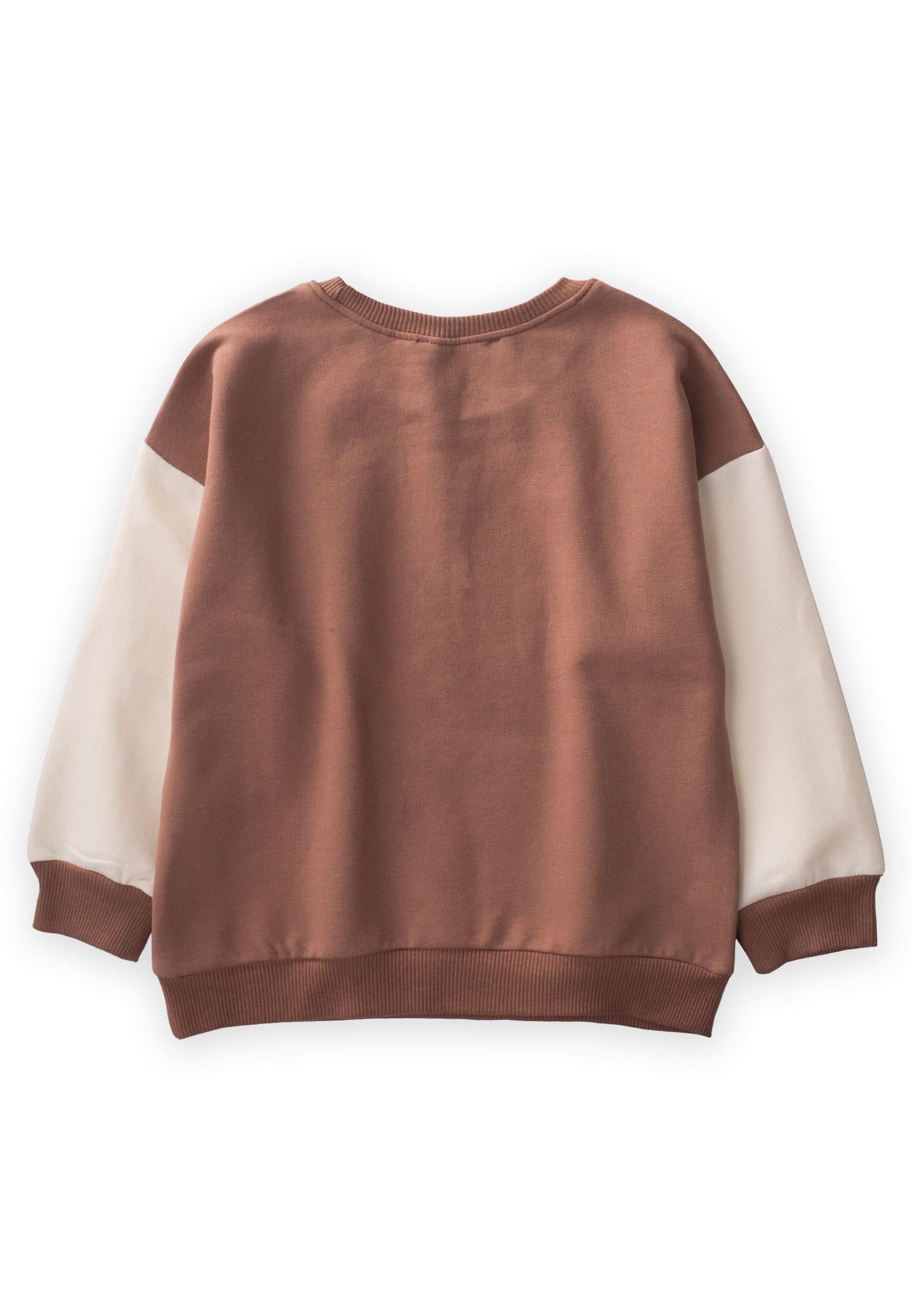 CigitThe Adventure Baskılı Kolu Garnili Sweatshırt 2-10 Yaş A.KAHVE