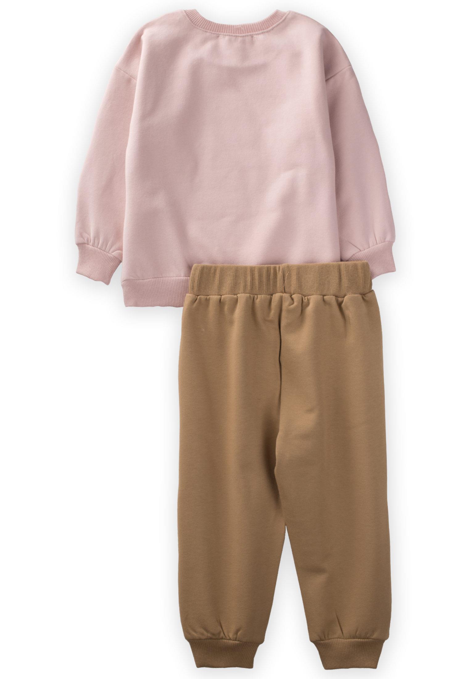CigitÖrdek Aplikeli Sweatshırt Takım 1-6 Yaş PUDRA PEMBE