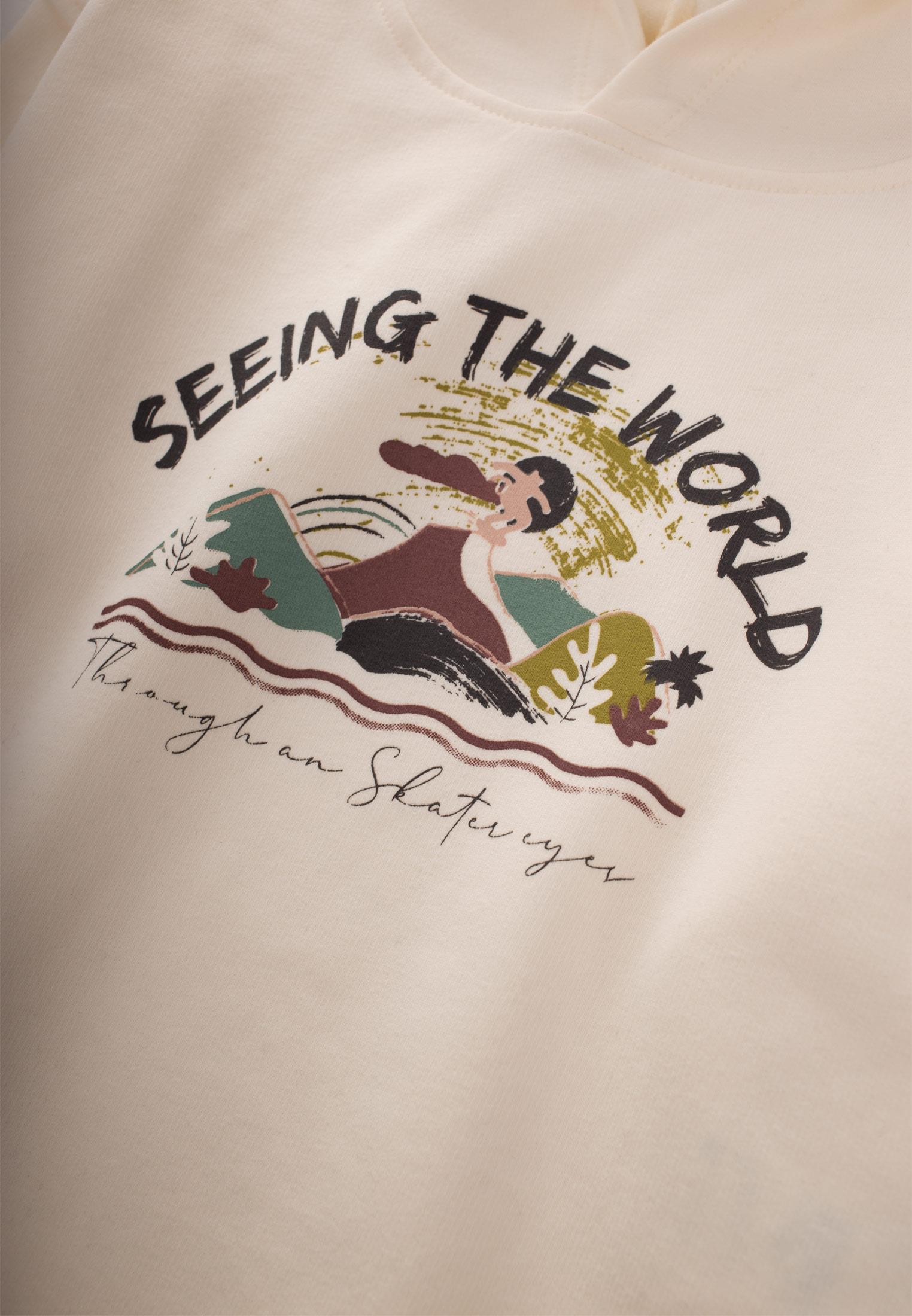 CigitSeeıng The World Baskılı Sweatshıt 2-10 Yaş EKRU