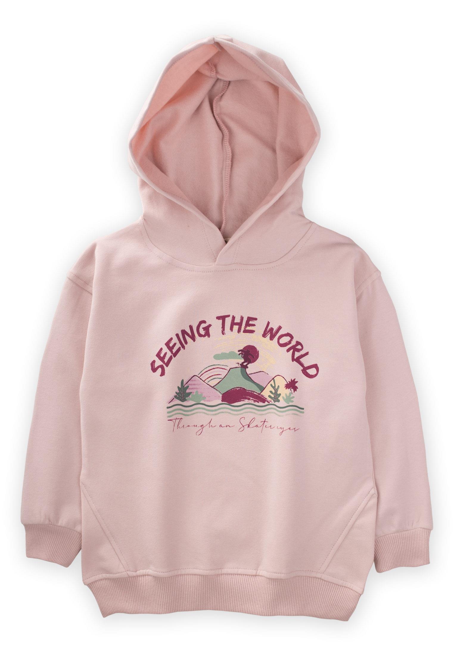 CigitSeeıng The World Baskılı Sweatshıt 2-10 Yaş PUDRA PEMBE
