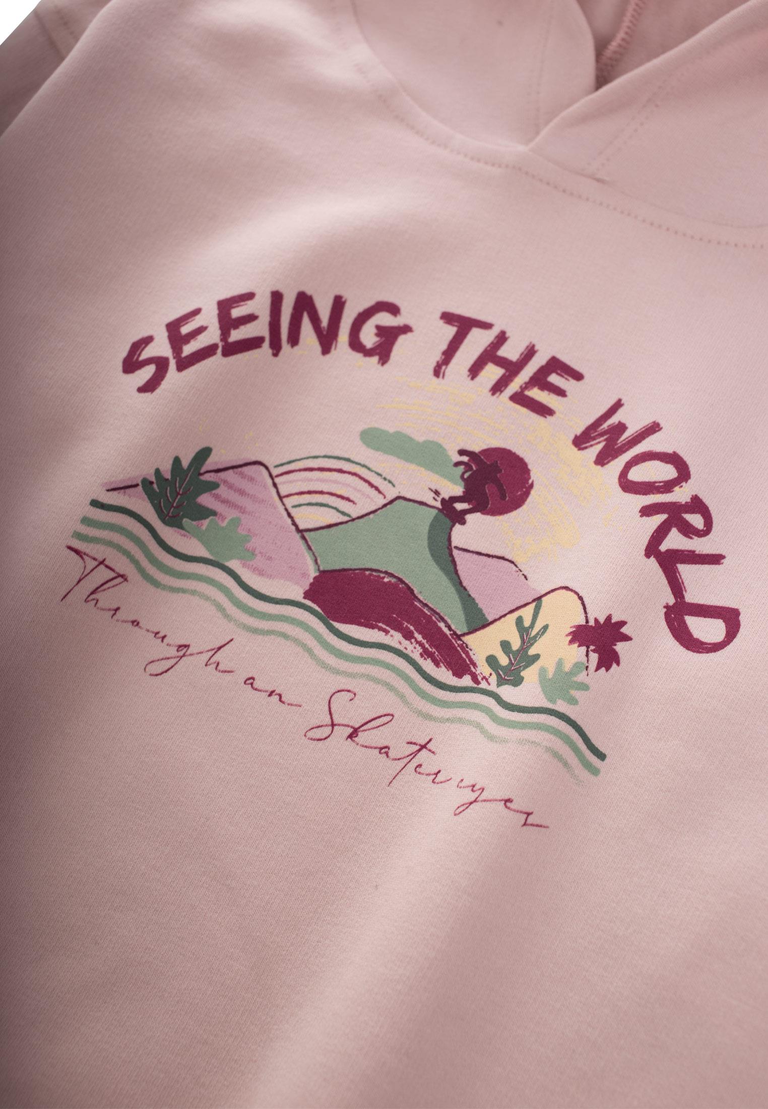 CigitSeeıng The World Baskılı Sweatshıt 2-10 Yaş PUDRA PEMBE