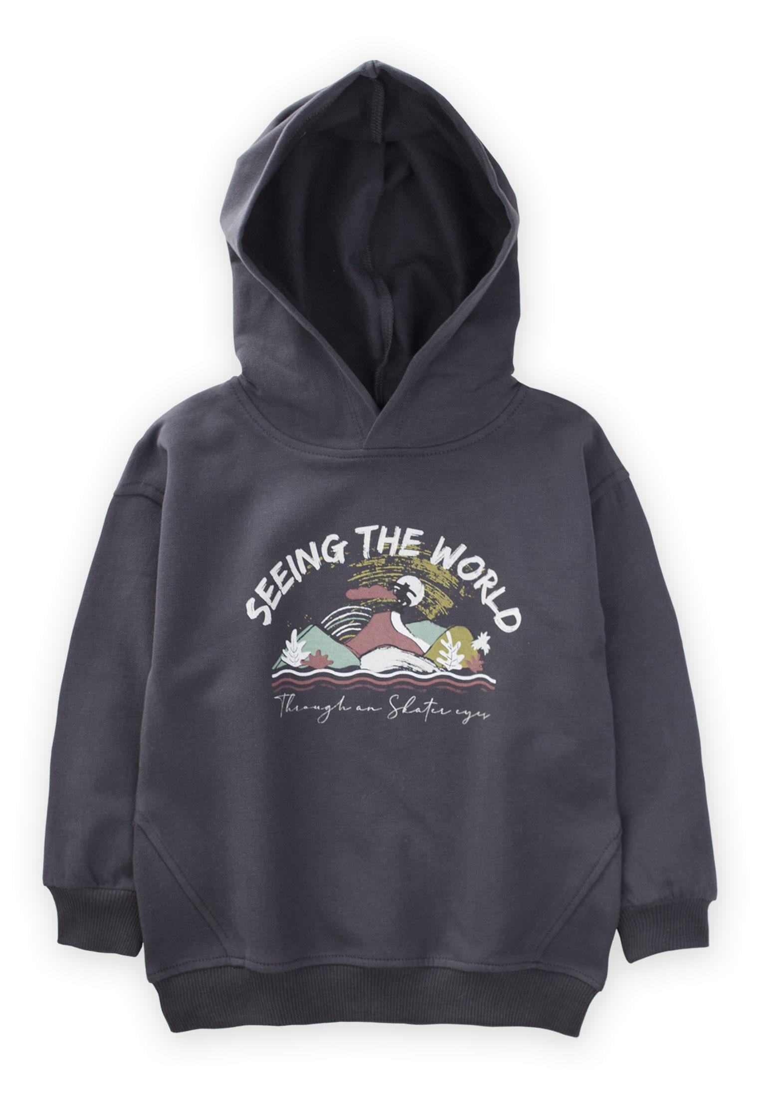 CigitSeeıng The World Baskılı Sweatshıt 2-10 Yaş ANTRASİT