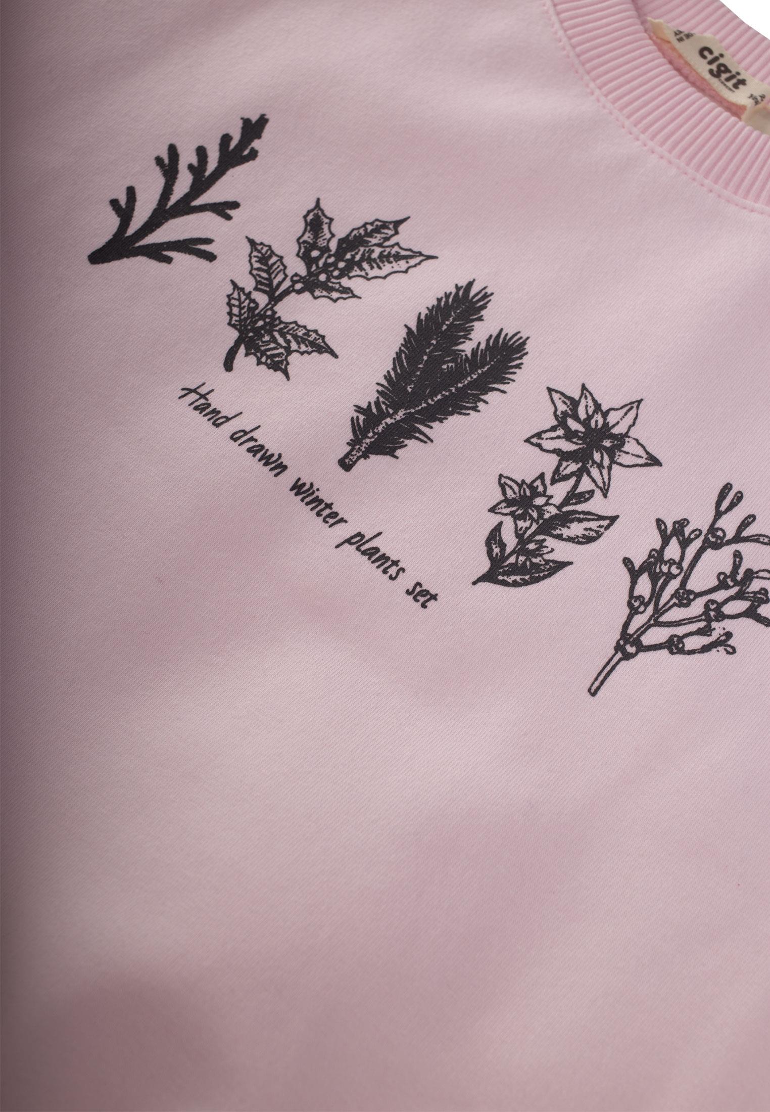 CigitBaskılı Sweatshırt 2-10 Yaş PUDRA PEMBE