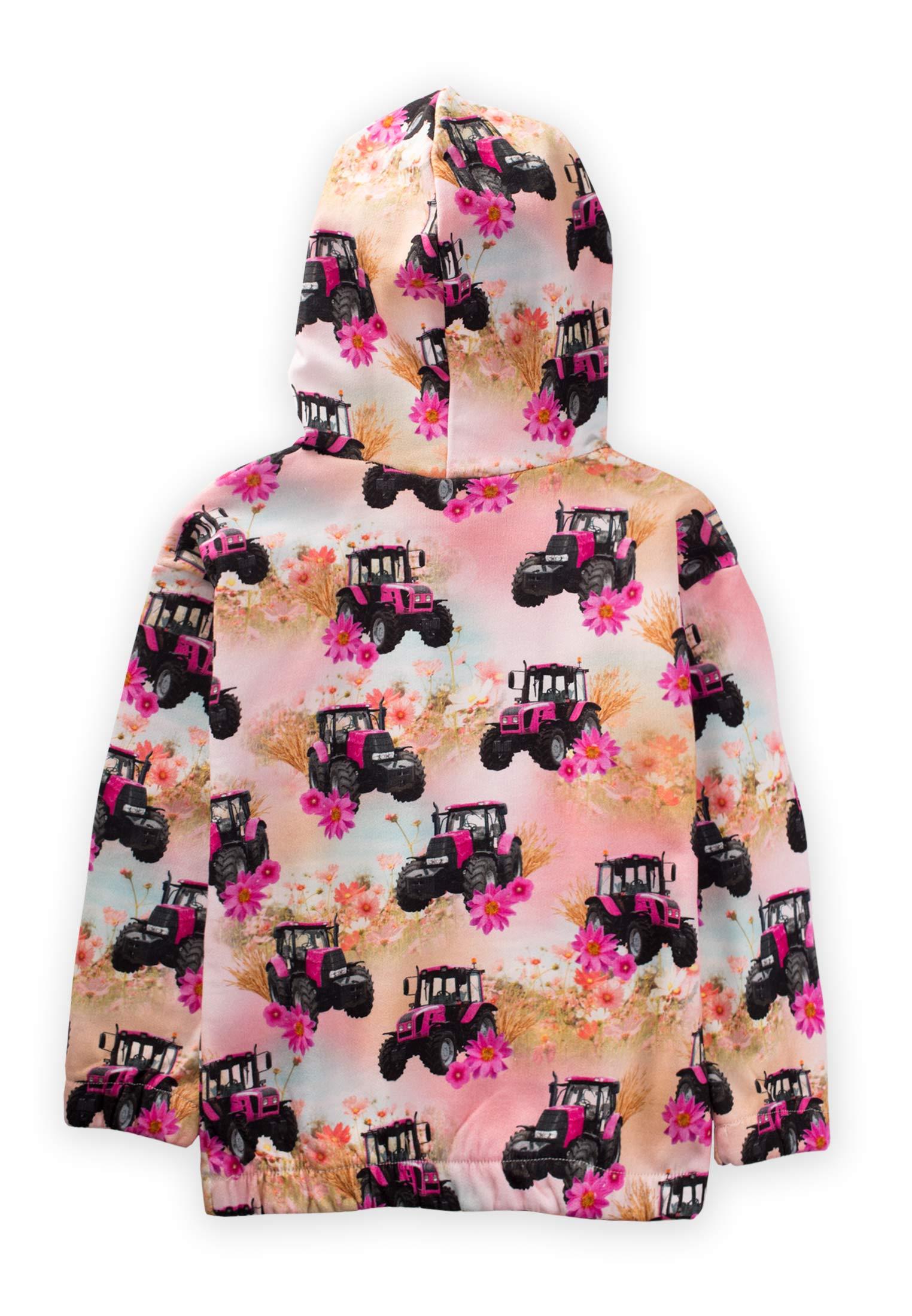 CigitTraktör Baskılı Kapşonlu Sweatshırt 3-8 Yaş PUDRA PEMBE