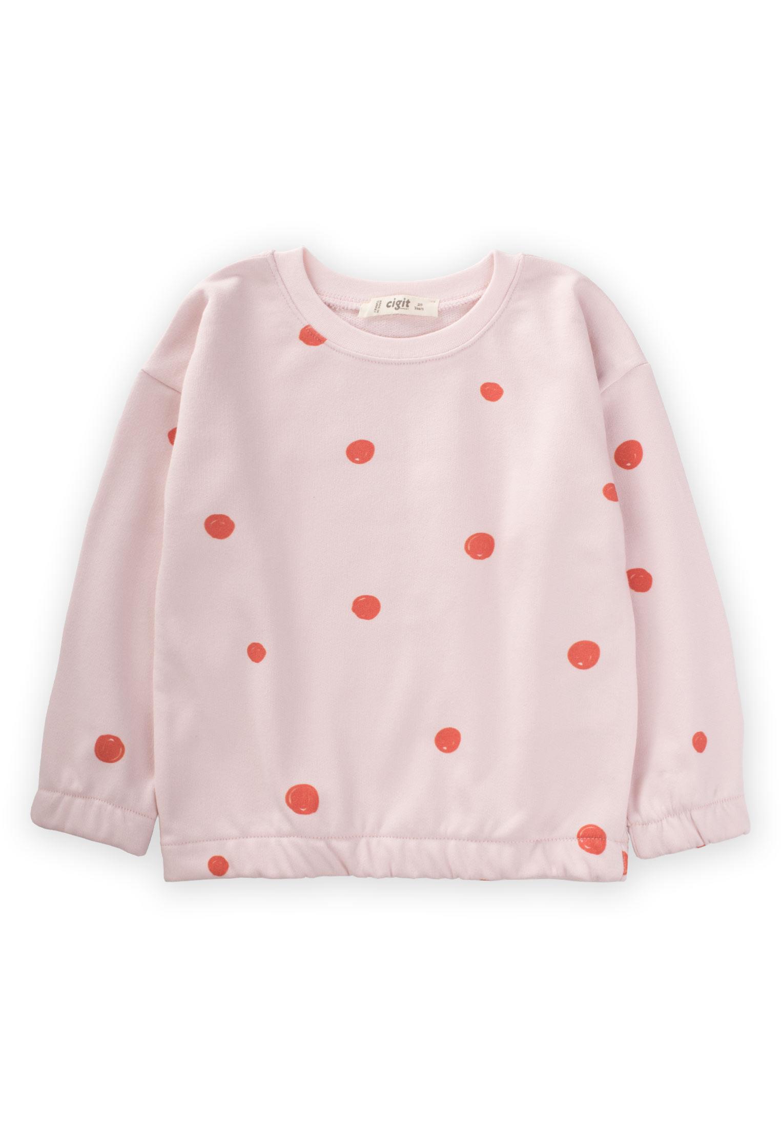 CigitBeli Kolu Lastikli Sweatshırt 2-8Yaş PUDRA