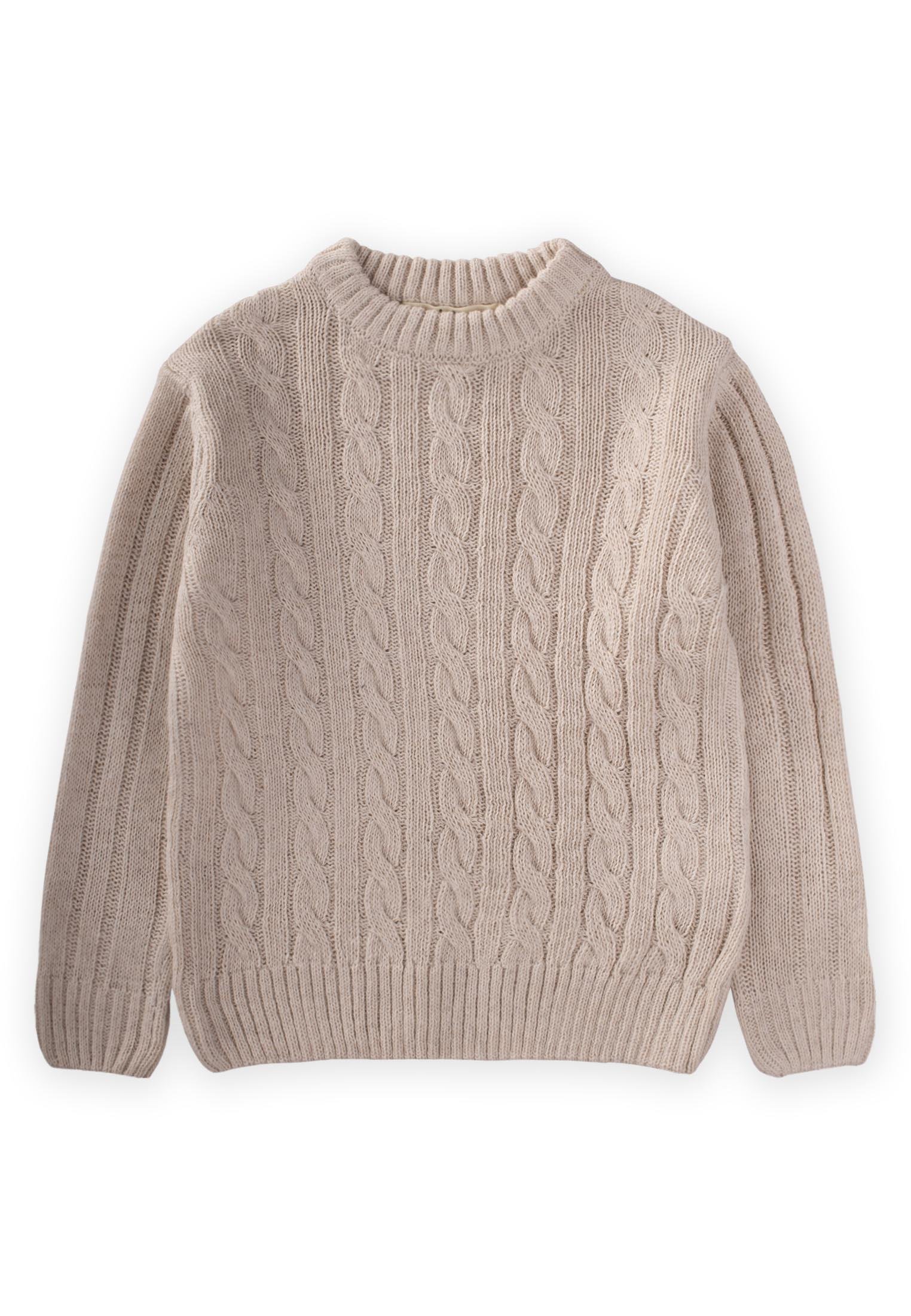 CigitSaç Örgülü Kazak 1-8 Yaş BEJ