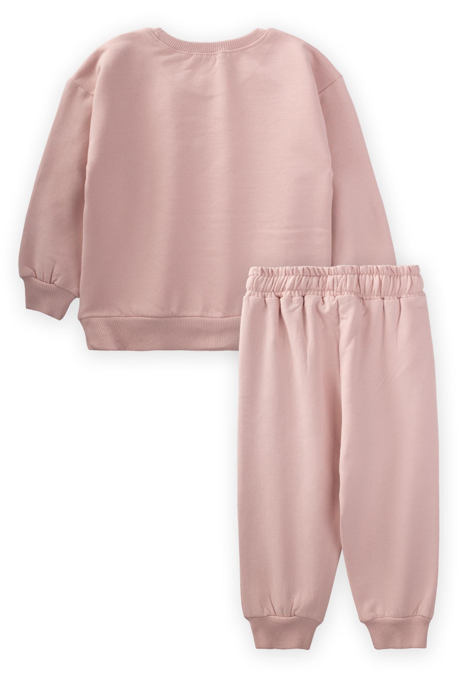 CigitBorn To Explore Baskılı Sweatshırt Takım 1-7 Yaş PUDRA PEMBE