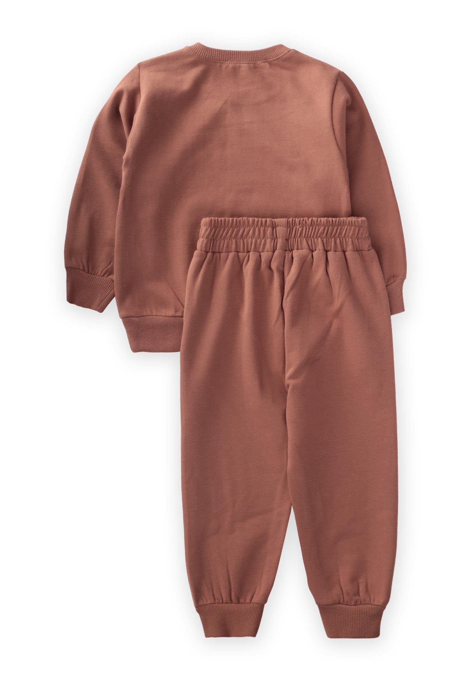 CigitEarly Bırd Baskılı Sweatshırt Takım 1-5 Yaş KAHVE