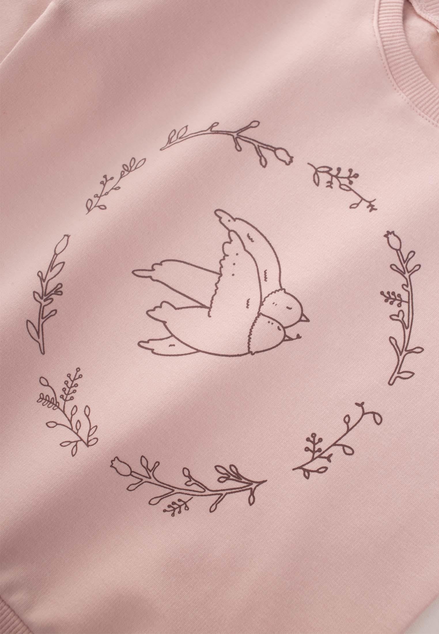 CigitKuş Baskılı Sweatshırt Kız Takım 2-10 Yaş PUDRA PEMBE