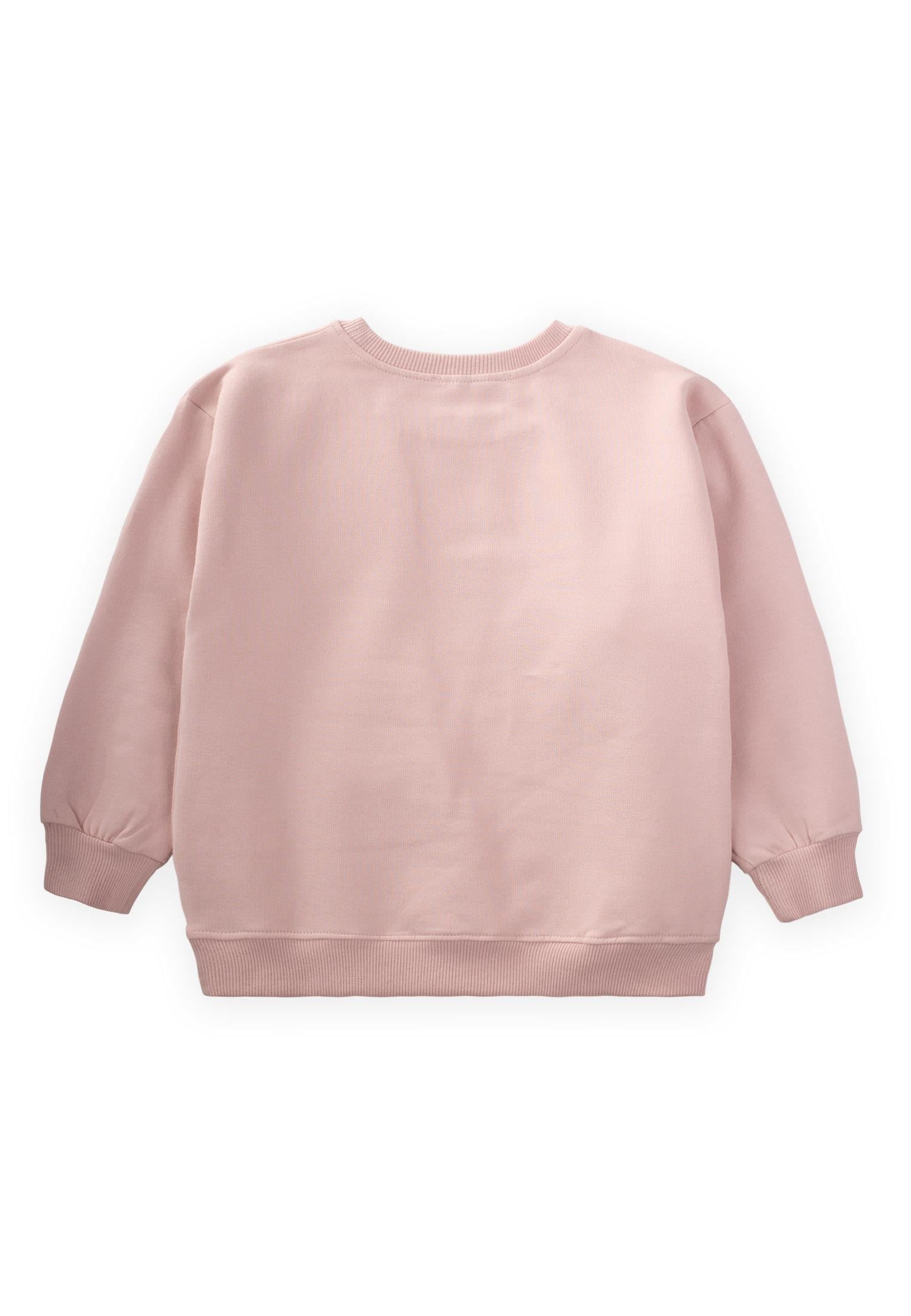 CigitAplikeli Kız Sweatshırt 2-10 Yaş PUDRA PEMBE