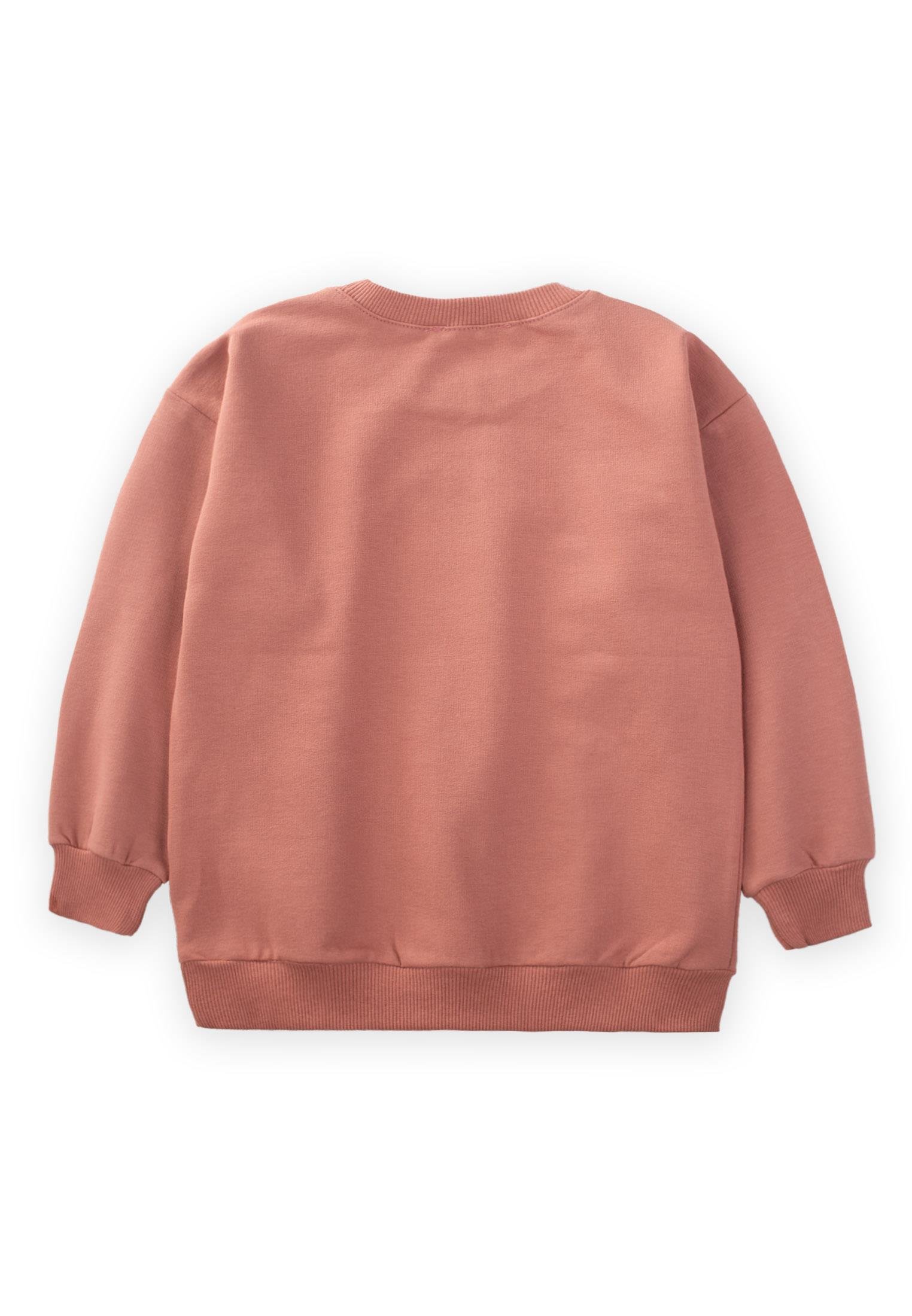 CigitBrode Detaylı Yıldız Çiçeği Baskılı Kız Sweatshirt 3-13 Yaş GÜL KURUSU
