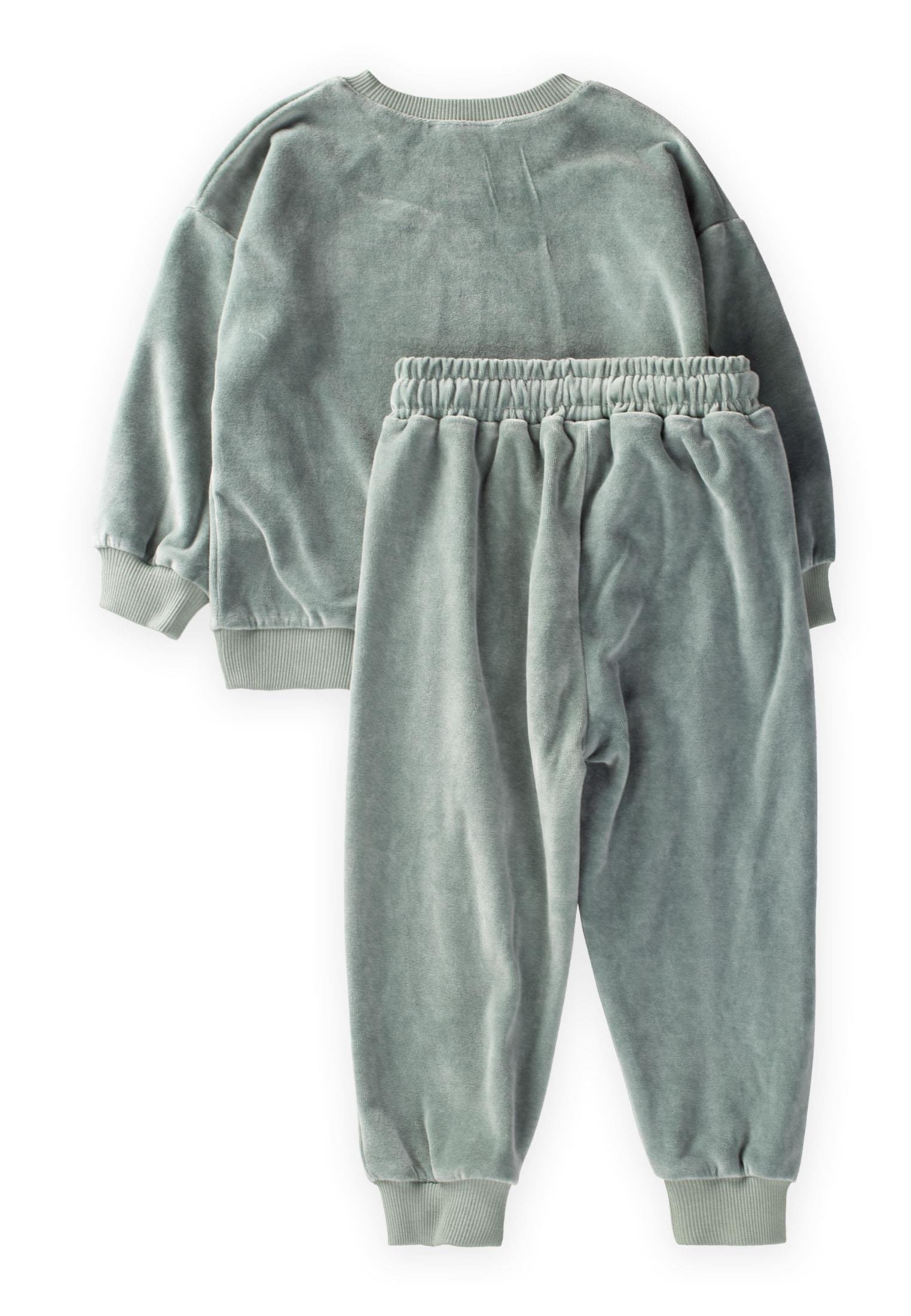 CigitTaş Detaylı Kadife Kız Sweatshırt Takım 2-10 Yaş YEŞİL