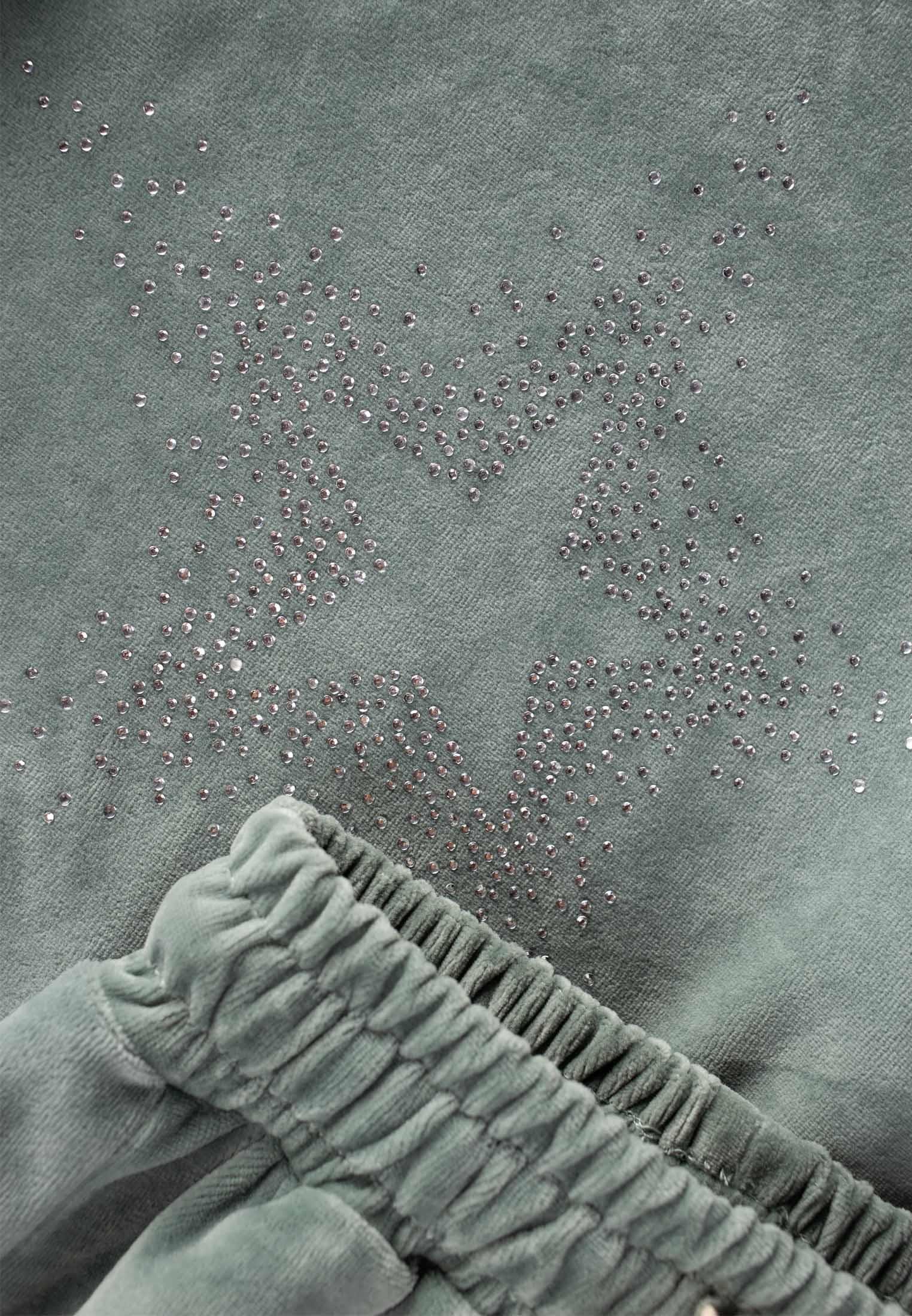 CigitTaş Detaylı Kadife Kız Sweatshırt Takım 2-10 Yaş YEŞİL