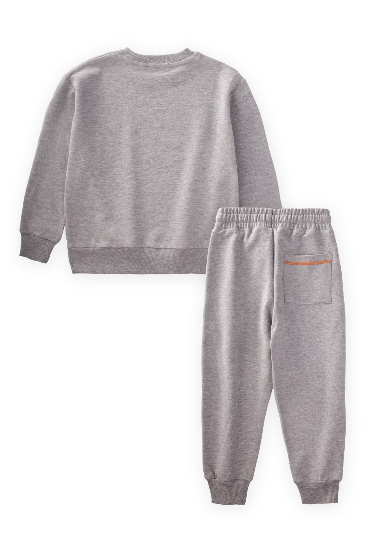 CigitKaykay Baskılı Sweatshırt Takım 3-9 Yaş GRİ MELANJ