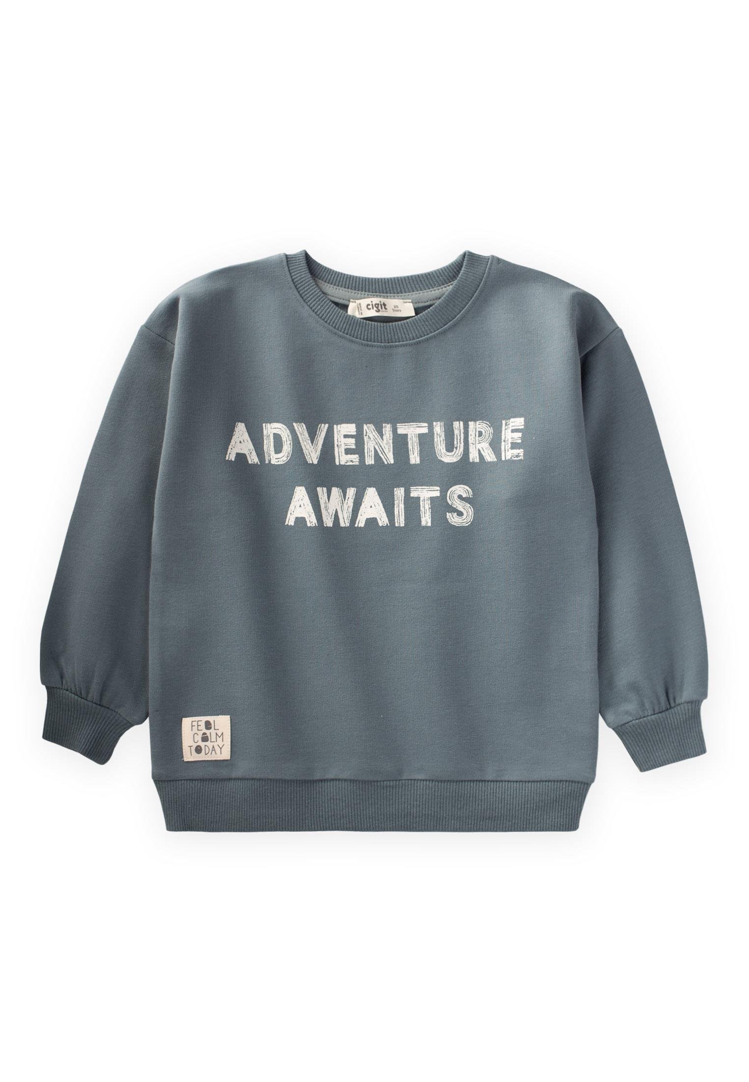 CigitAdventure Baskılı Sweatshirt 2-10 Yaş ÇAĞLA YEŞİLİ