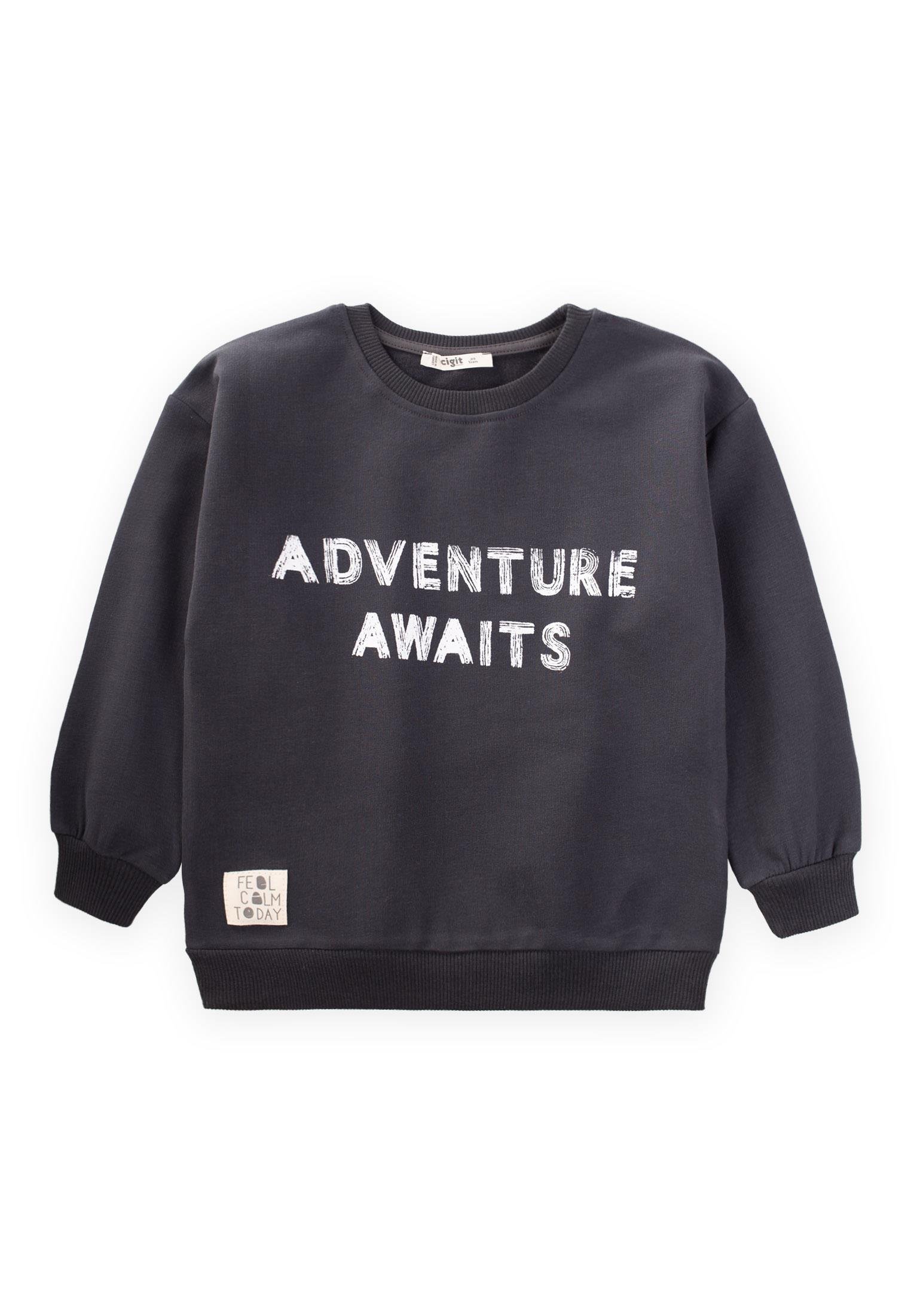 CigitAdventure Baskılı Sweatshirt 2-10 Yaş ANTRASİT