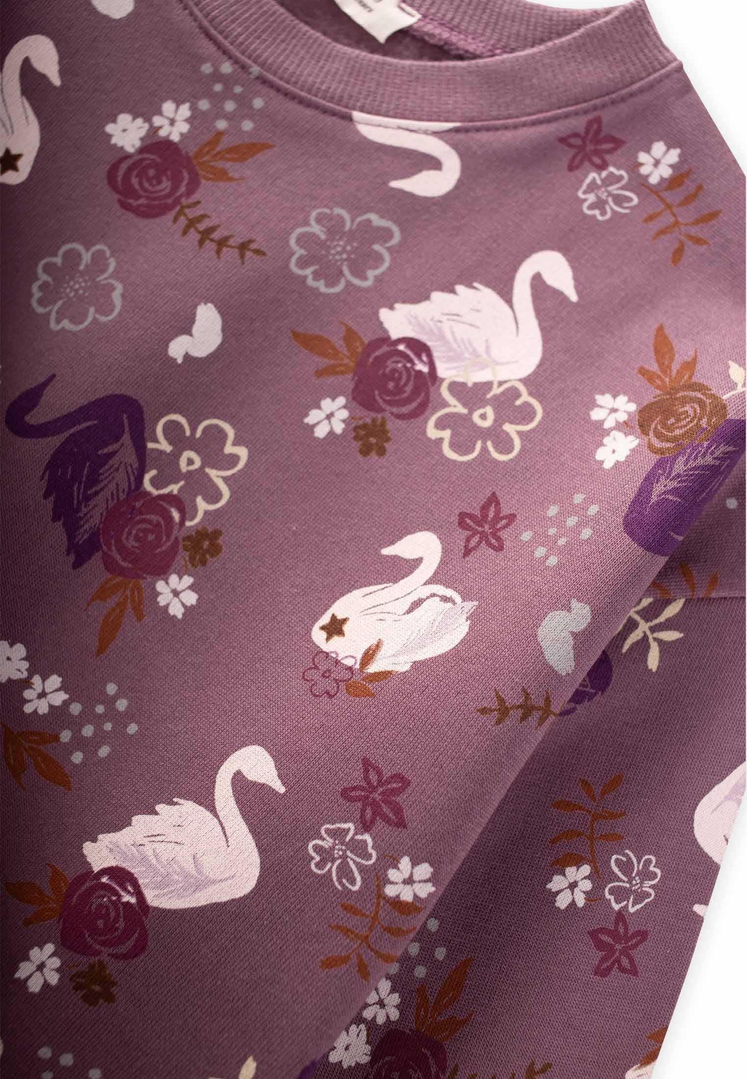 CigitDesenli Sweatshirt Kız Takım 2-10 Yaş MOR