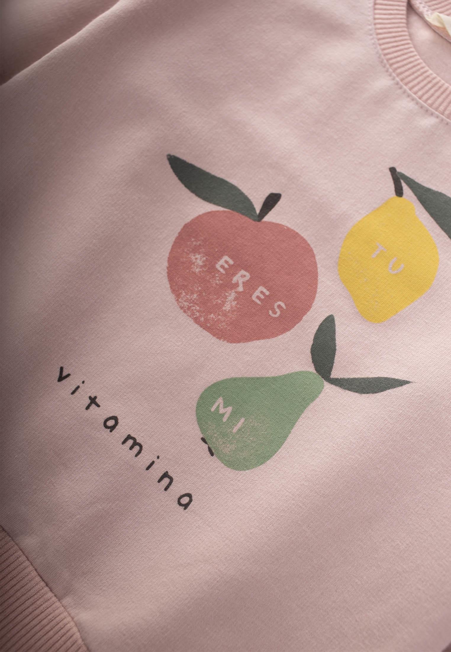 CigitVitamina Baskılı Kız Sweatshırt Takım 1-7 Yaş EKRU