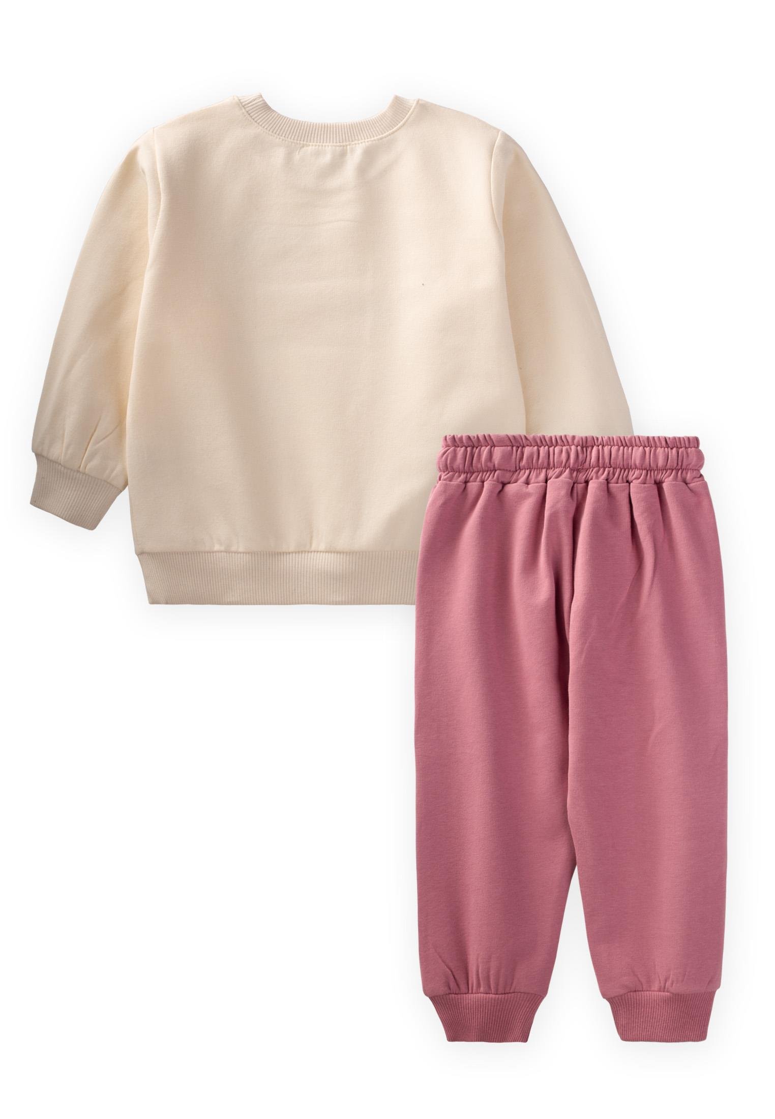 CigitVitamina Baskılı Kız Sweatshırt Takım 1-7 Yaş EKRU