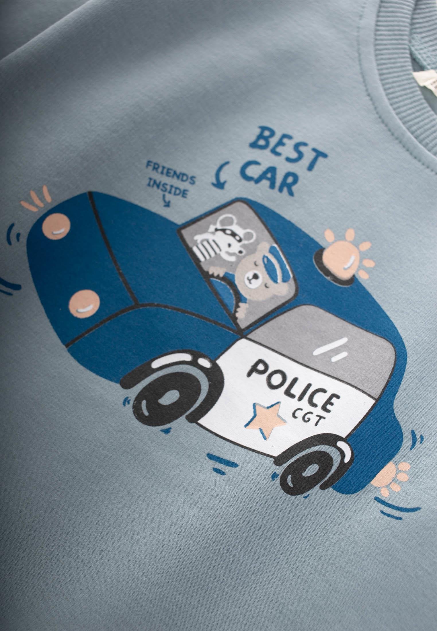 CigitPolice Baskılı Sweatshırt 1-7 Yaş MİNT YEŞİLİ