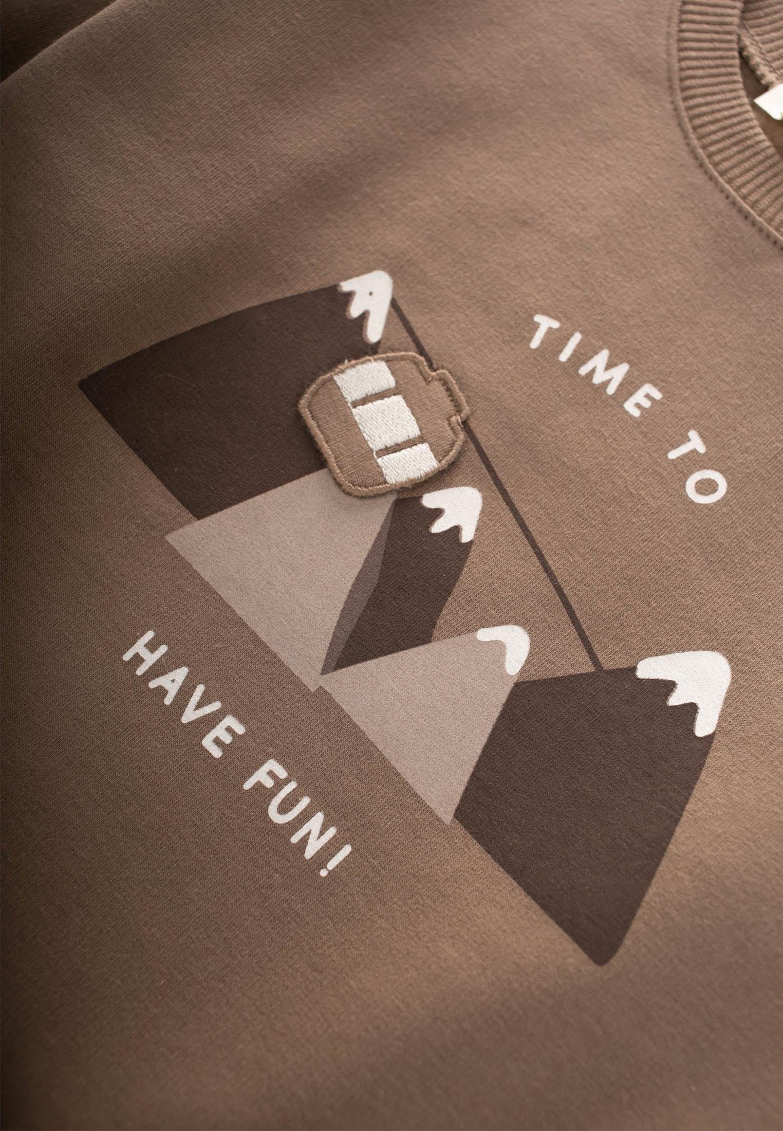 CigitTeleferik Baskılı Sweatshırt 1-7 Yaş VİZON