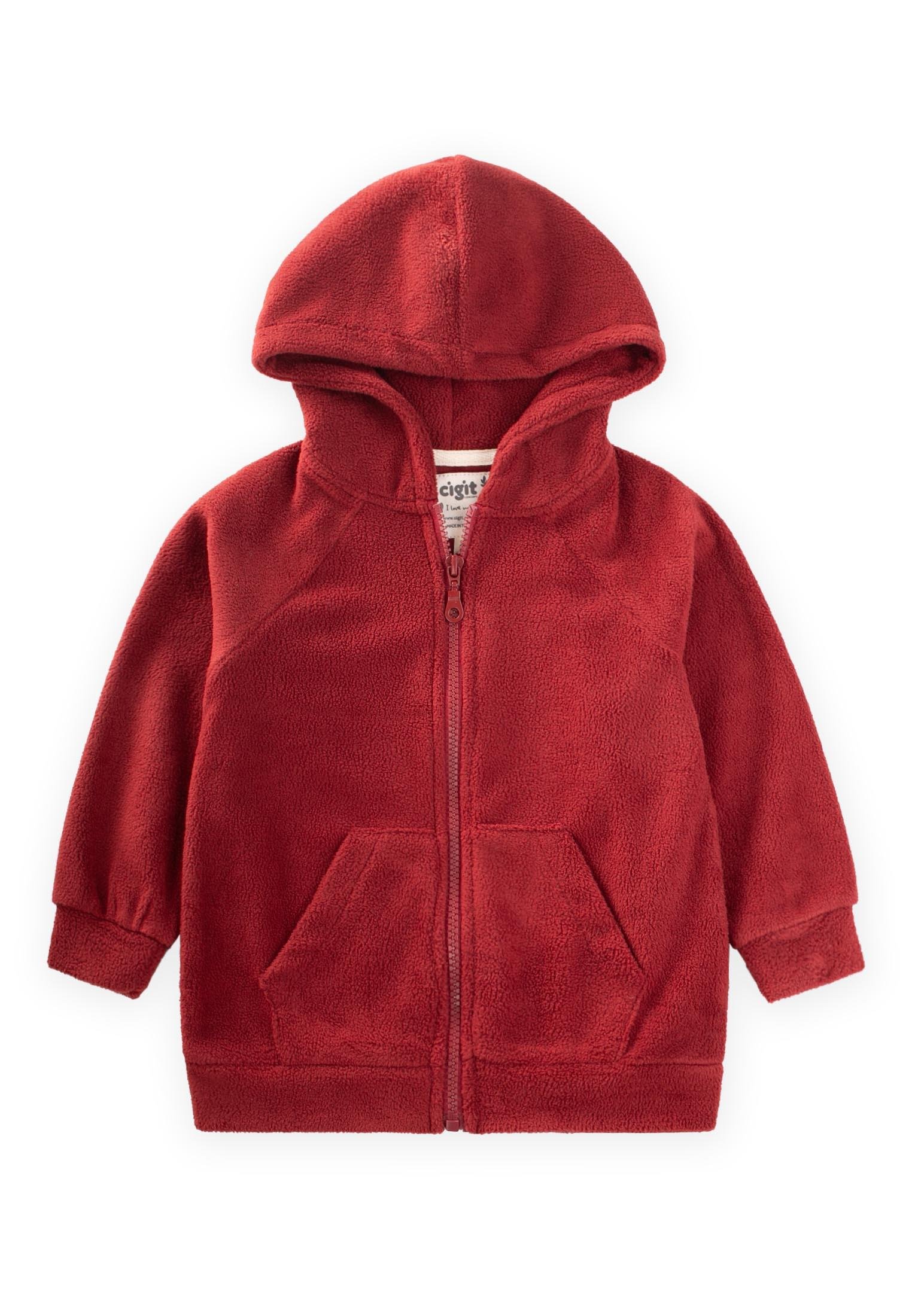 CigitKapşonlu Fermuarlı Polar 2-10 Yaş BORDO
