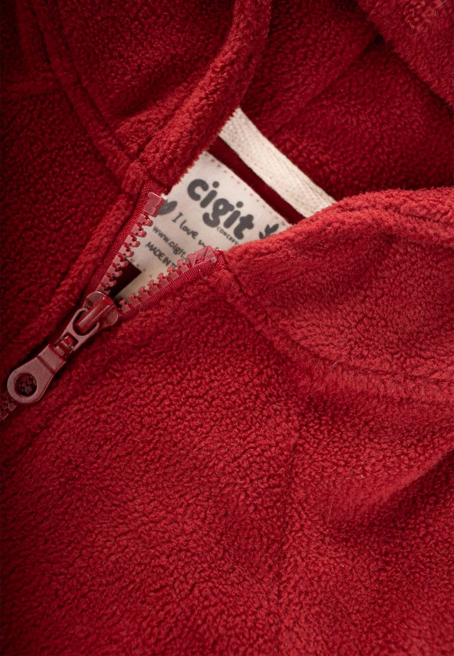 CigitKapşonlu Fermuarlı Polar 2-10 Yaş BORDO