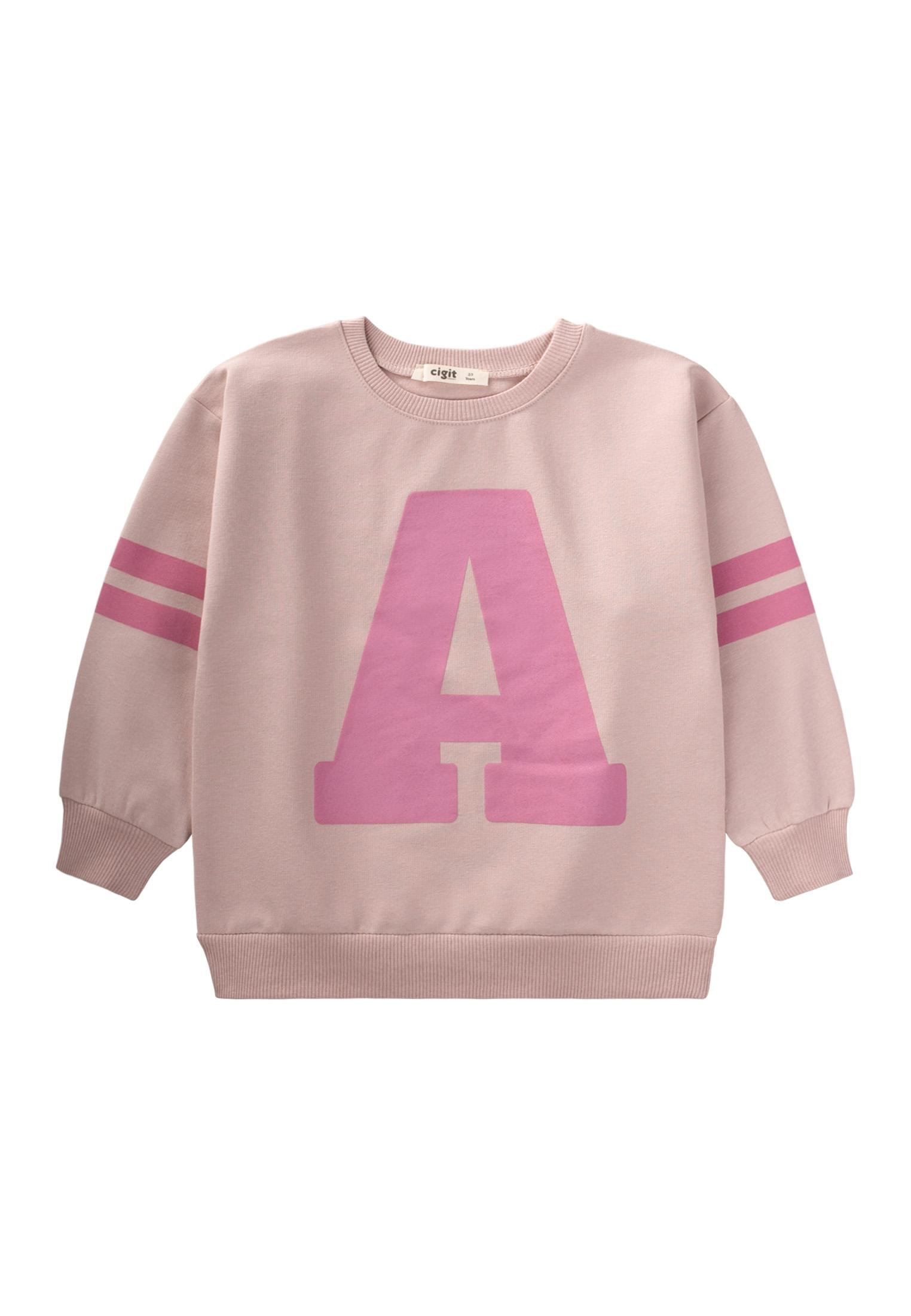 CigitA Baskılı Sweatshırt 2-10 Yaş PUDRA PEMBE