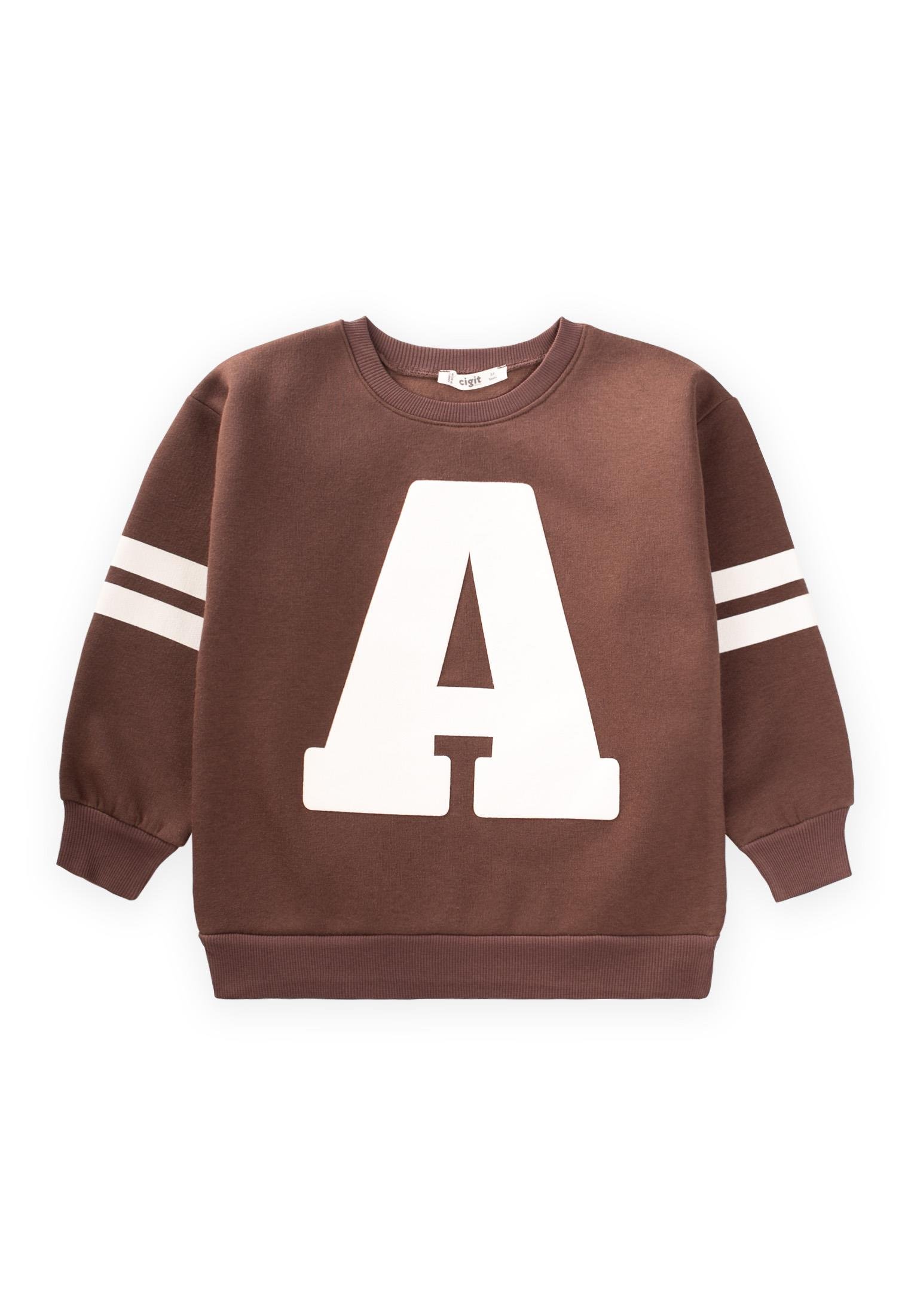 CigitA Baskılı Sweatshırt 2-10 Yaş KAHVE