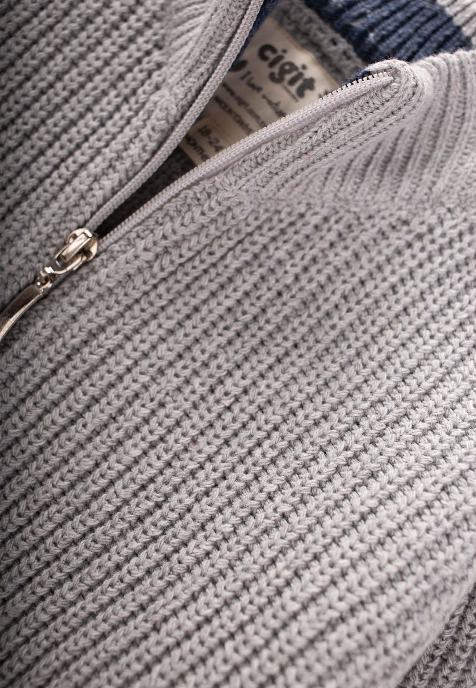 CigitFermuarlı Triko Hırka 2-9 Yaş GRİ