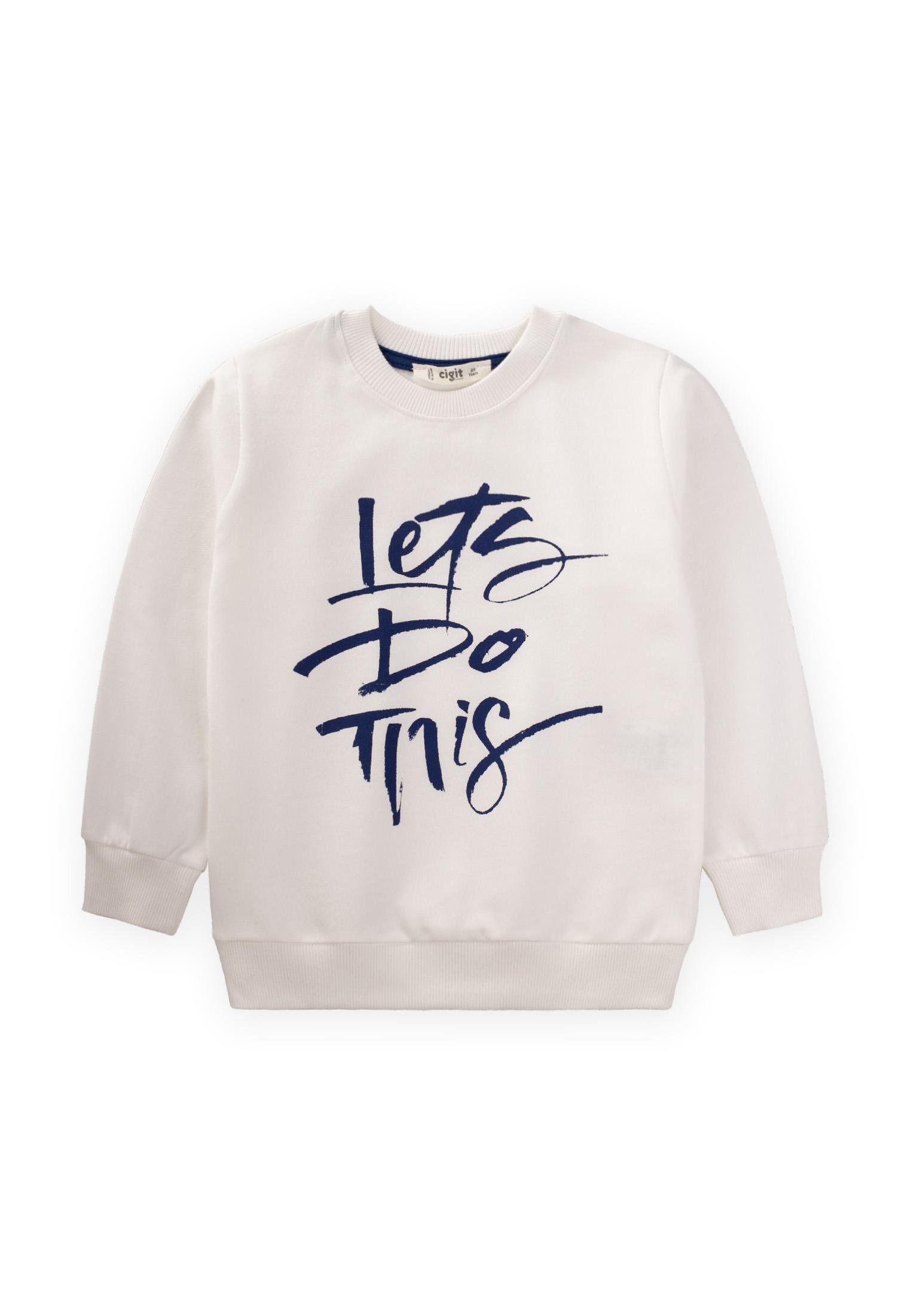 CigitLets Do This Baskılı Sweatshırt 2-7 Yaş EKRU