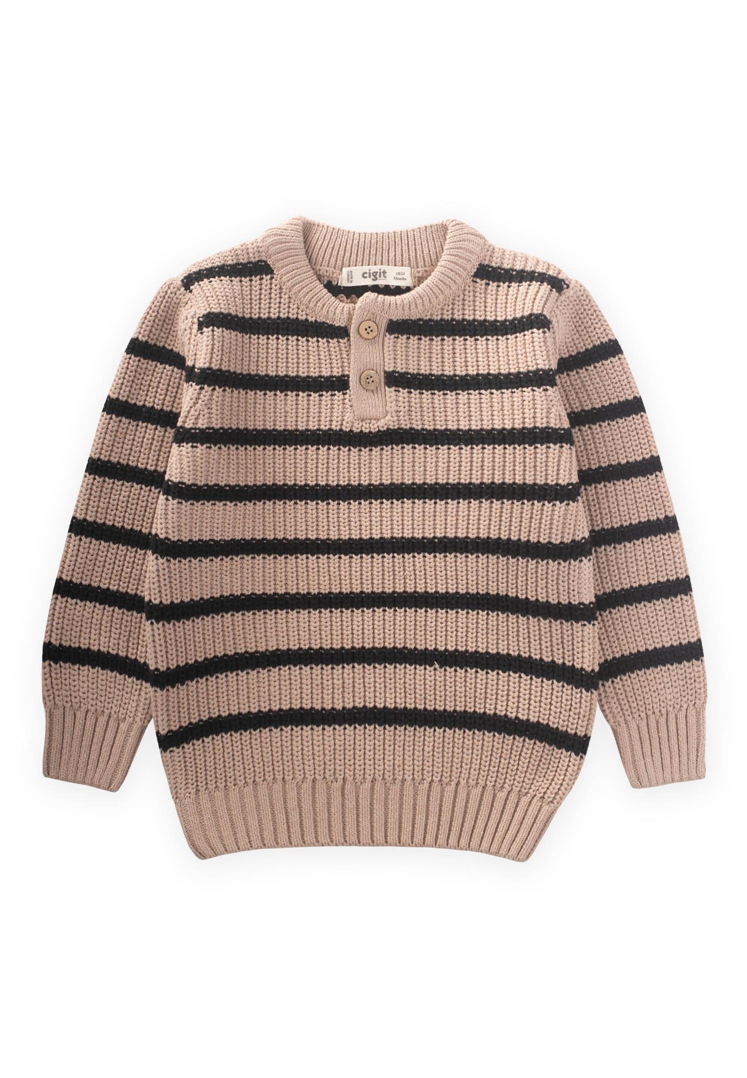 CigitÇizgili Triko Kazak 2-6 Yaş BEJ