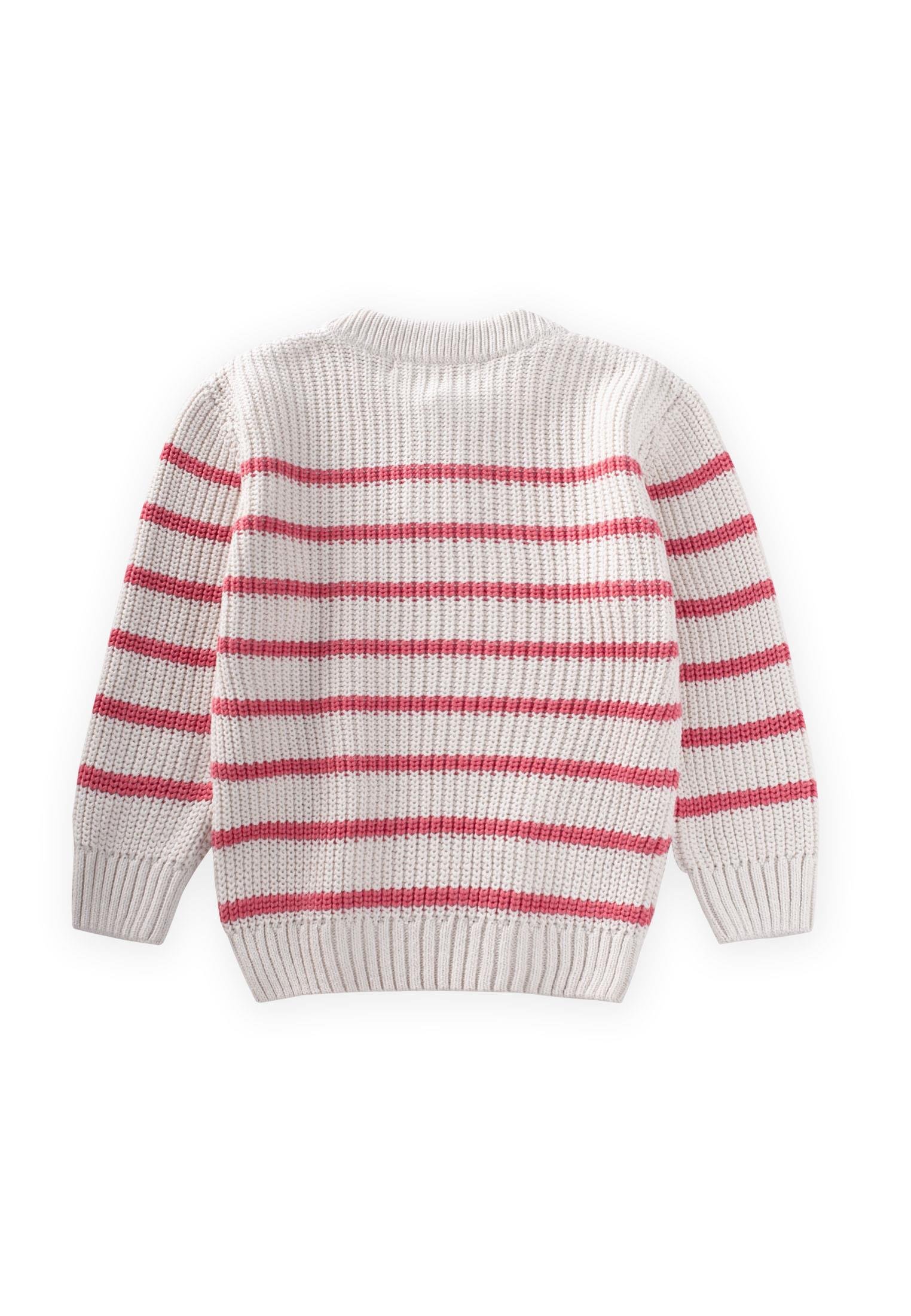 CigitÇizgili Triko Kazak 2-8 Yaş EKRU-SOMON ÇİZGİ