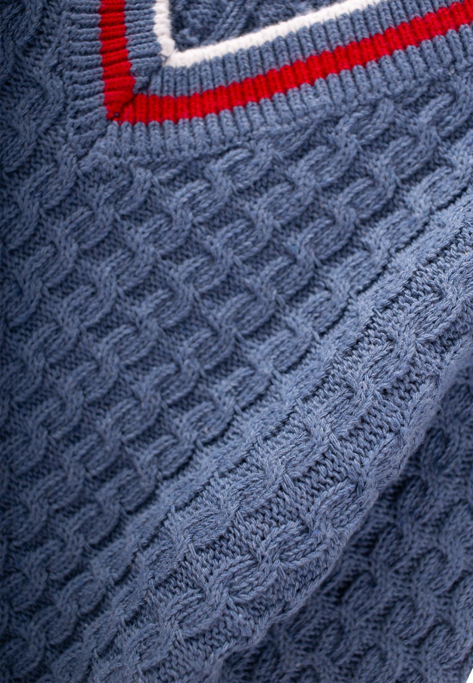 CigitSaç Örgü V Yaka Kazak 2-9 Yaş İNDİGO MAVİ