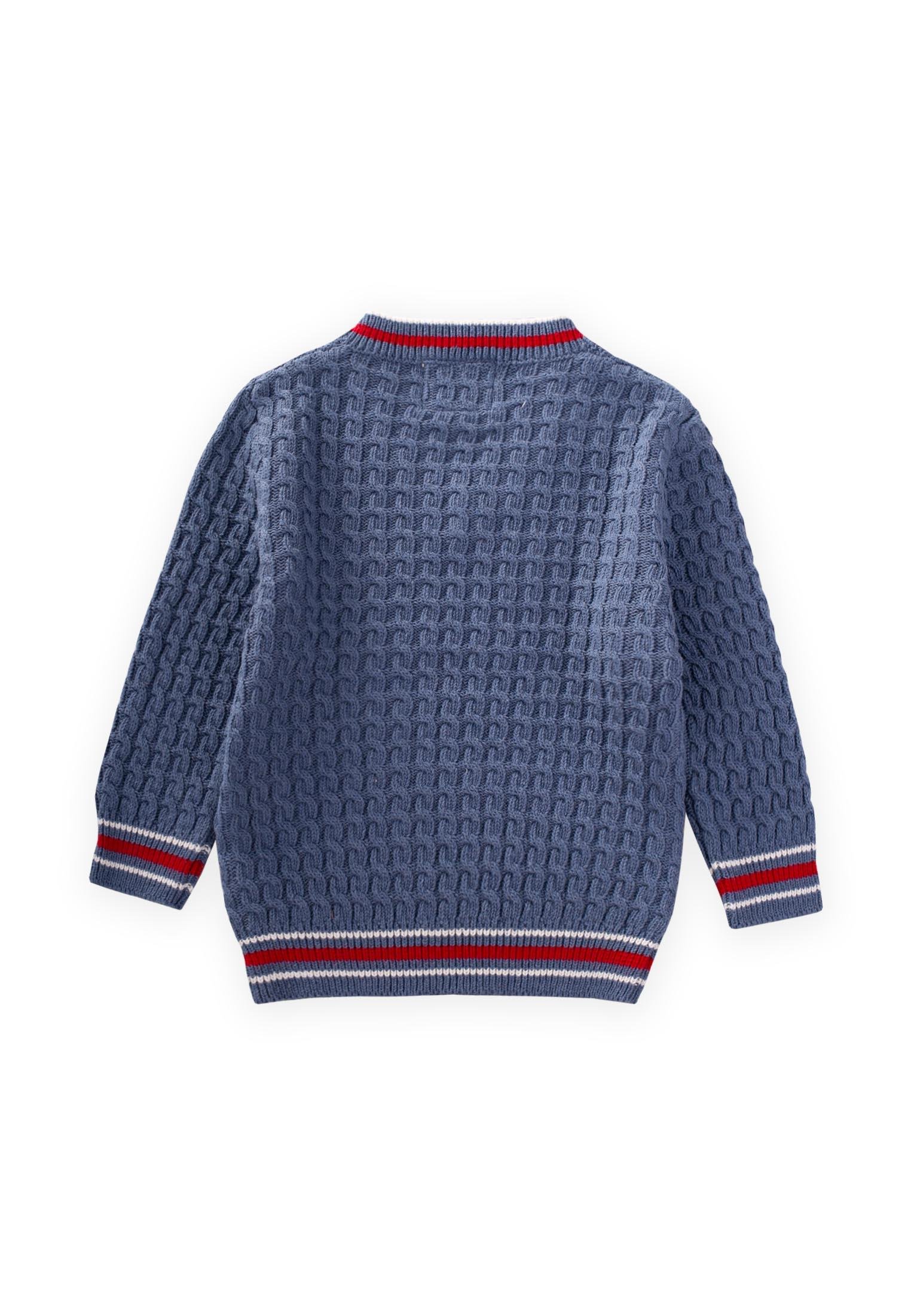 CigitSaç Örgü V Yaka Kazak 2-9 Yaş İNDİGO MAVİ