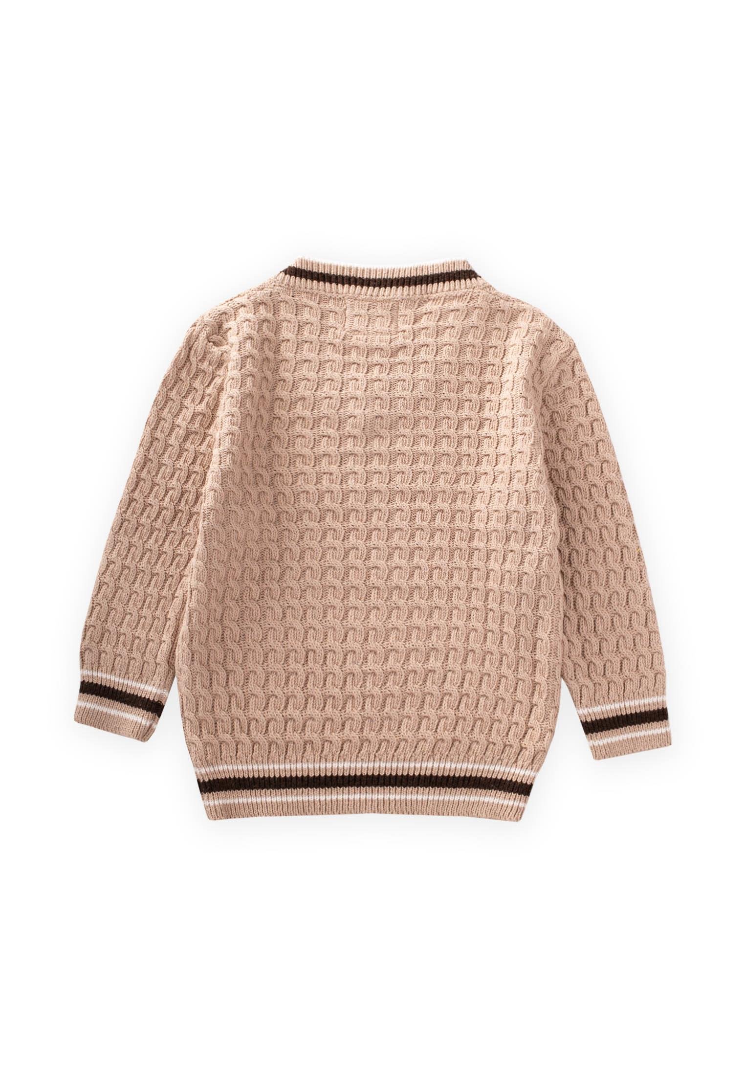 CigitSaç Örgü V Yaka Kazak 2-9 Yaş BEJ