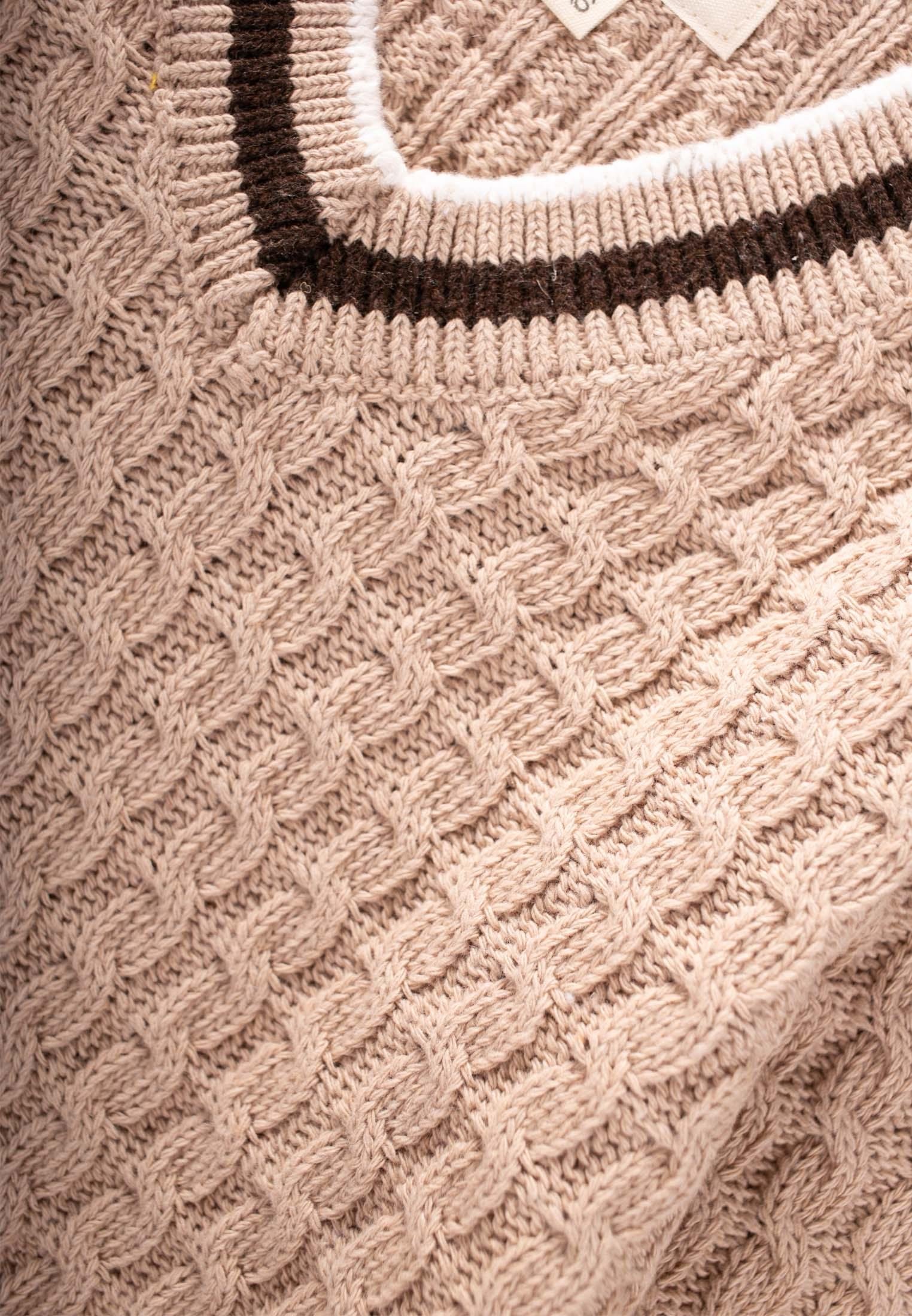 CigitSaç Örgü V Yaka Kazak 2-9 Yaş BEJ