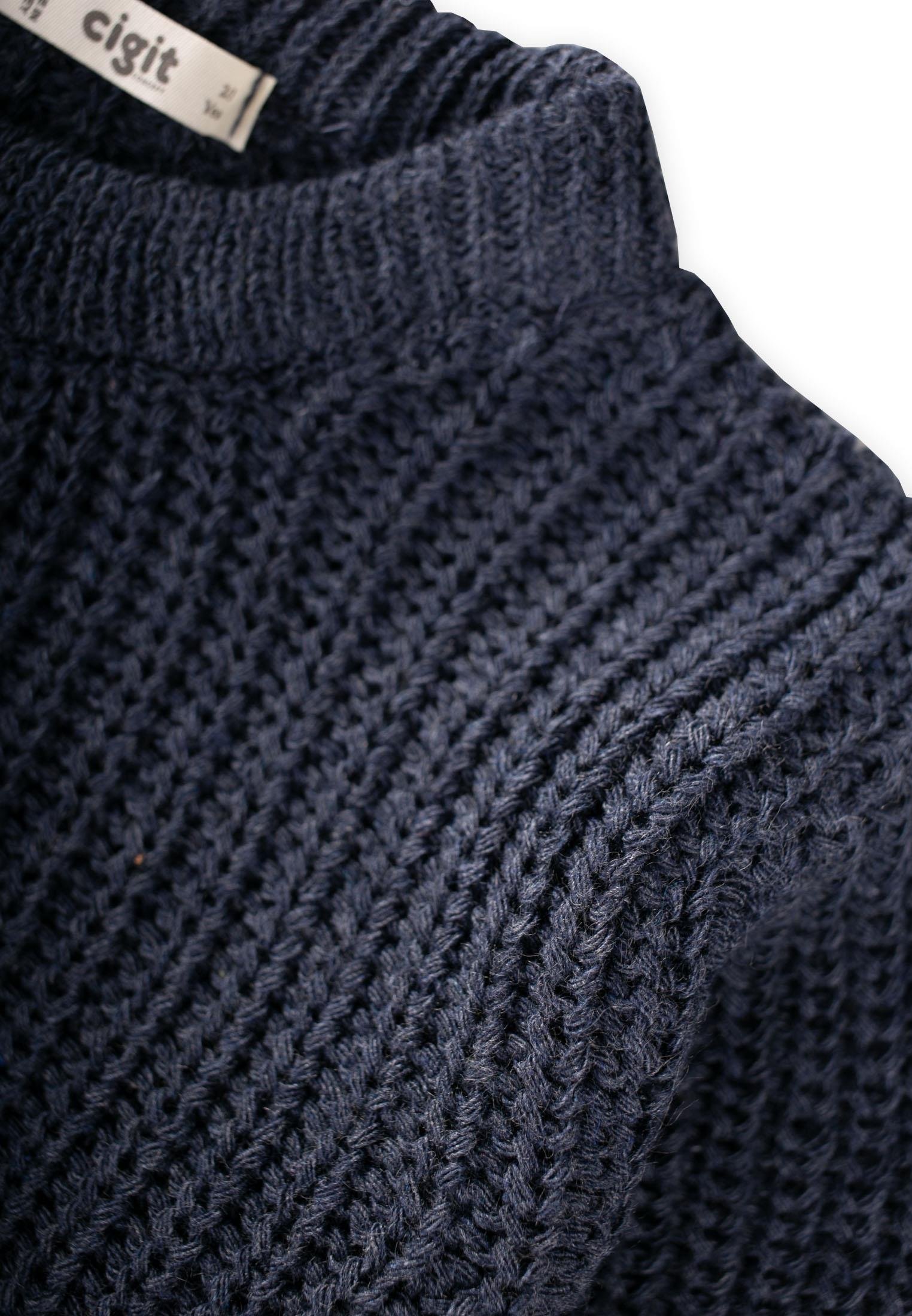 CigitBisiklet Yaka Selanik Triko Kazak 2-8 Yaş İNDİGO MAVİ